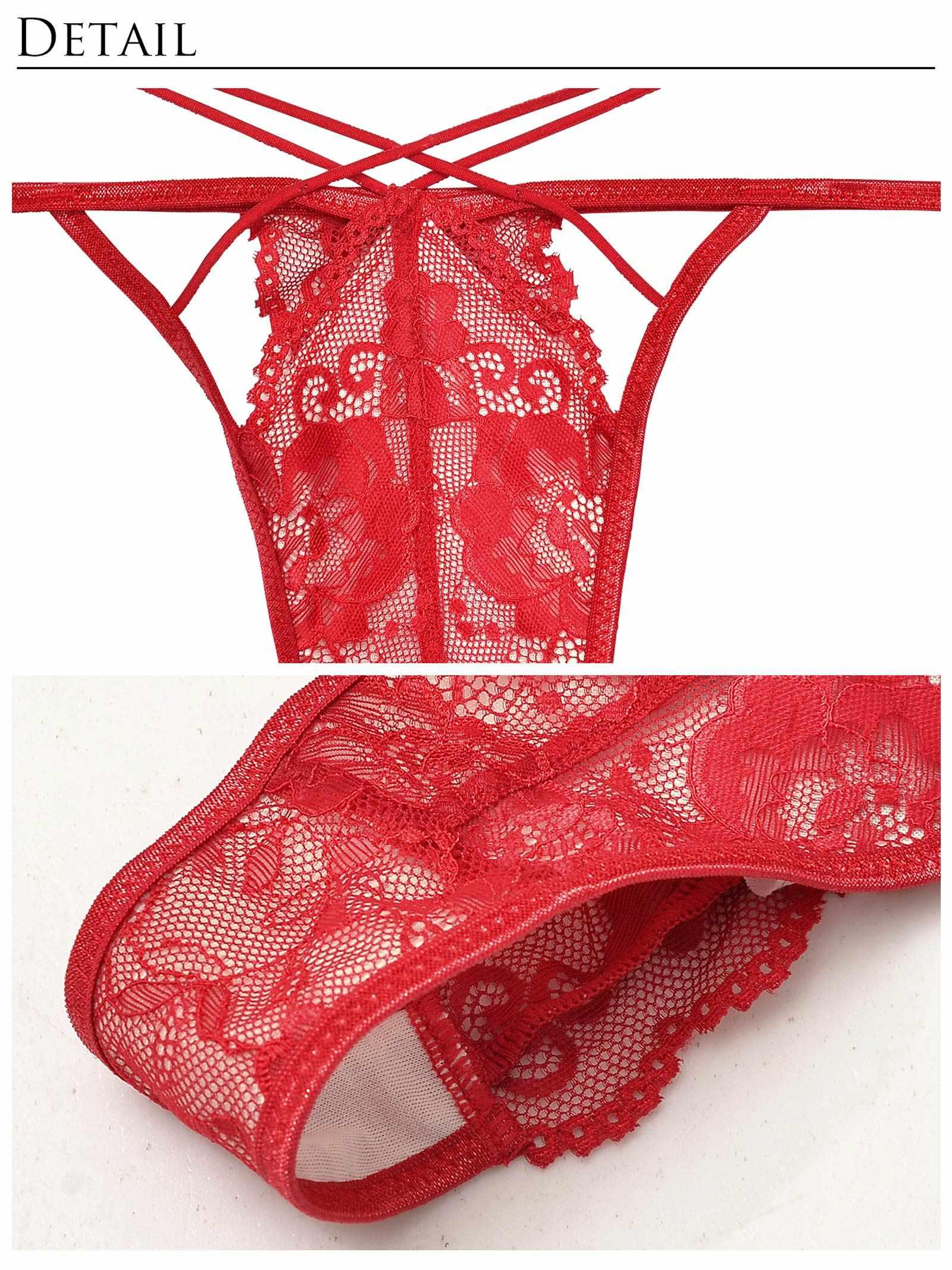 【Reinest】ストリングビスチェフラワーブラジャー&バック透けTバックショーツ - 【公式】247Lingerie