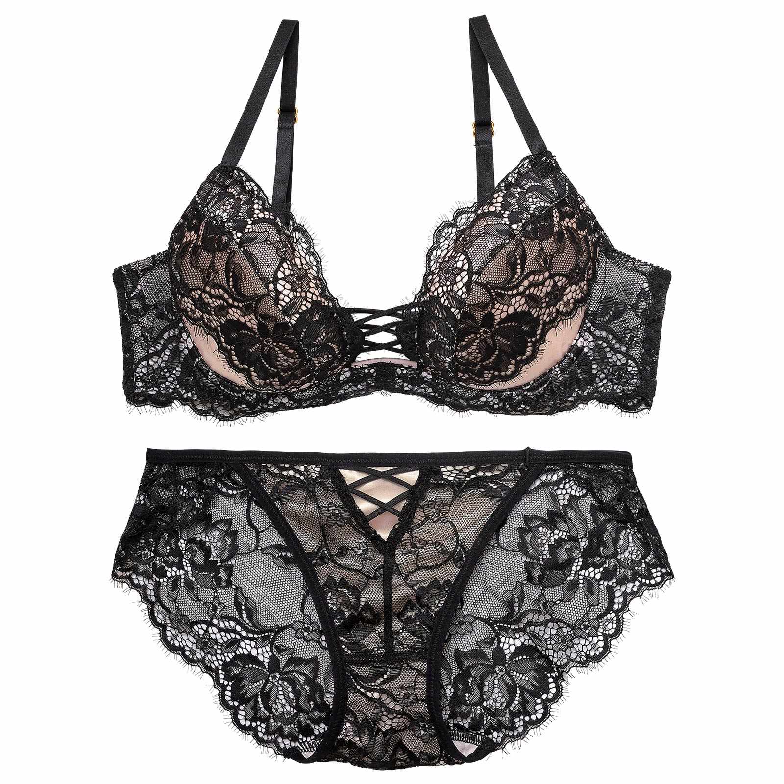 10/16再販!【Reinest】ラグジュアリースピンドルレースブラジャー&バック透けフルバックショーツ