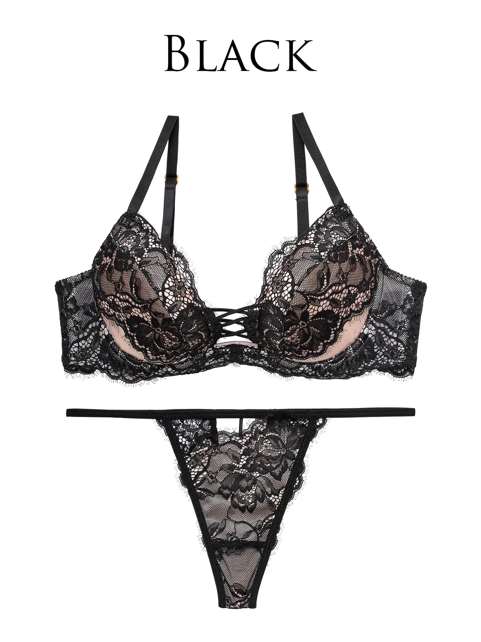 1/27再販!【Reinest】ラグジュアリースピンドルレースブラジャー&バック透けTバックショーツ - 【公式】247Lingerie