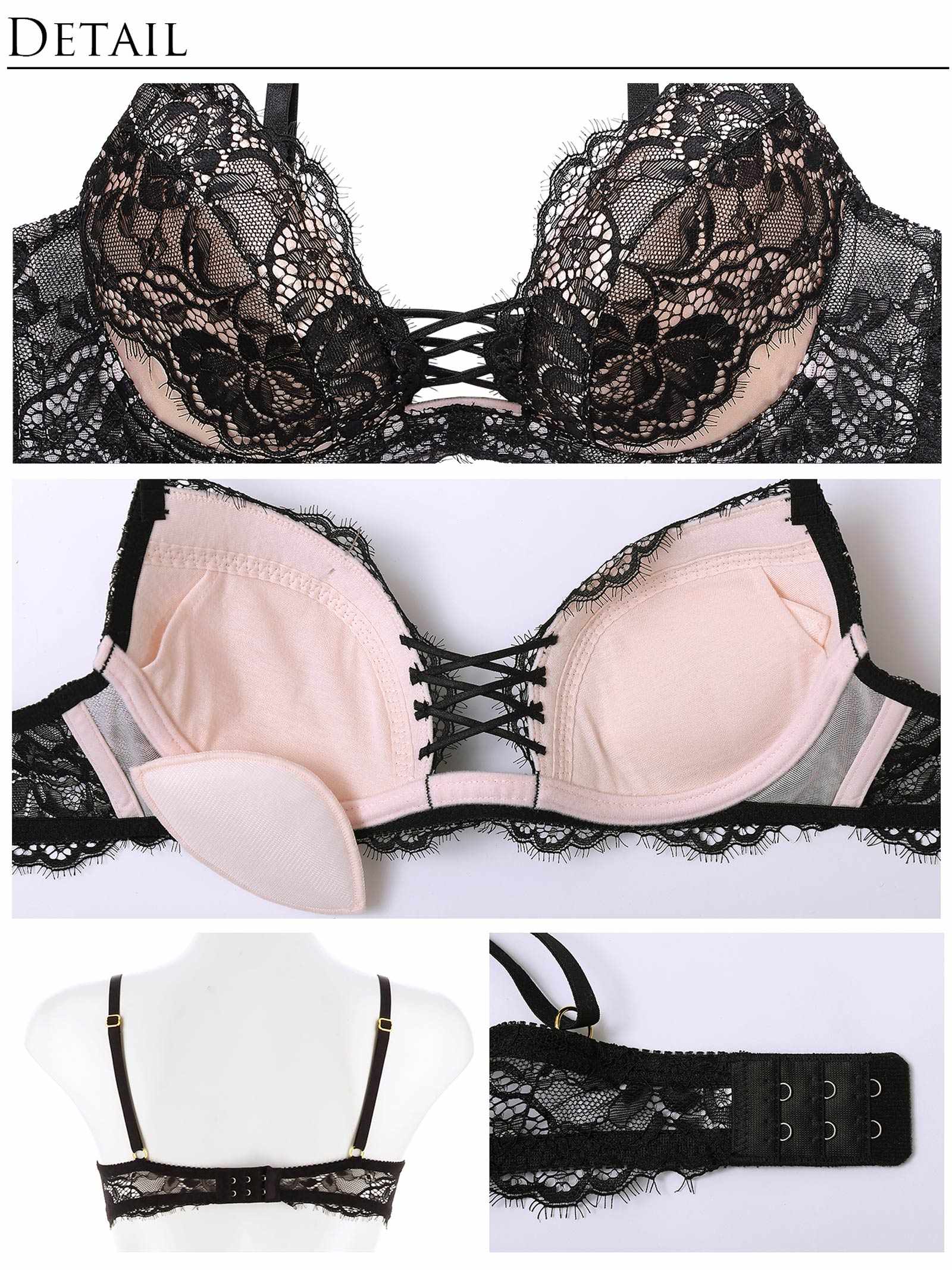 11/11新作!【Reinest】ラグジュアリースピンドルレースブラジャー&バック透けTバックショーツ