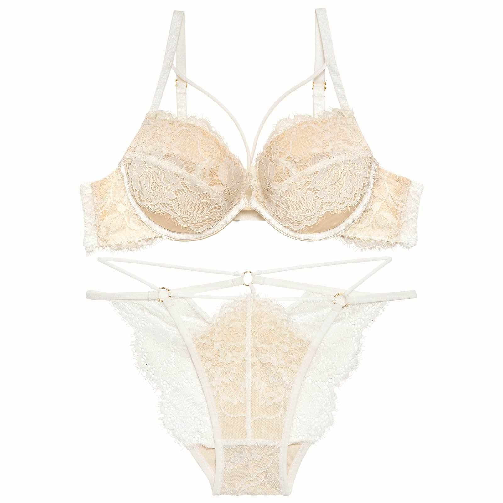 【永尾まりや着用】【Reinest】アグレアーブルレースコードブラジャー&バック透けフルバックショーツ