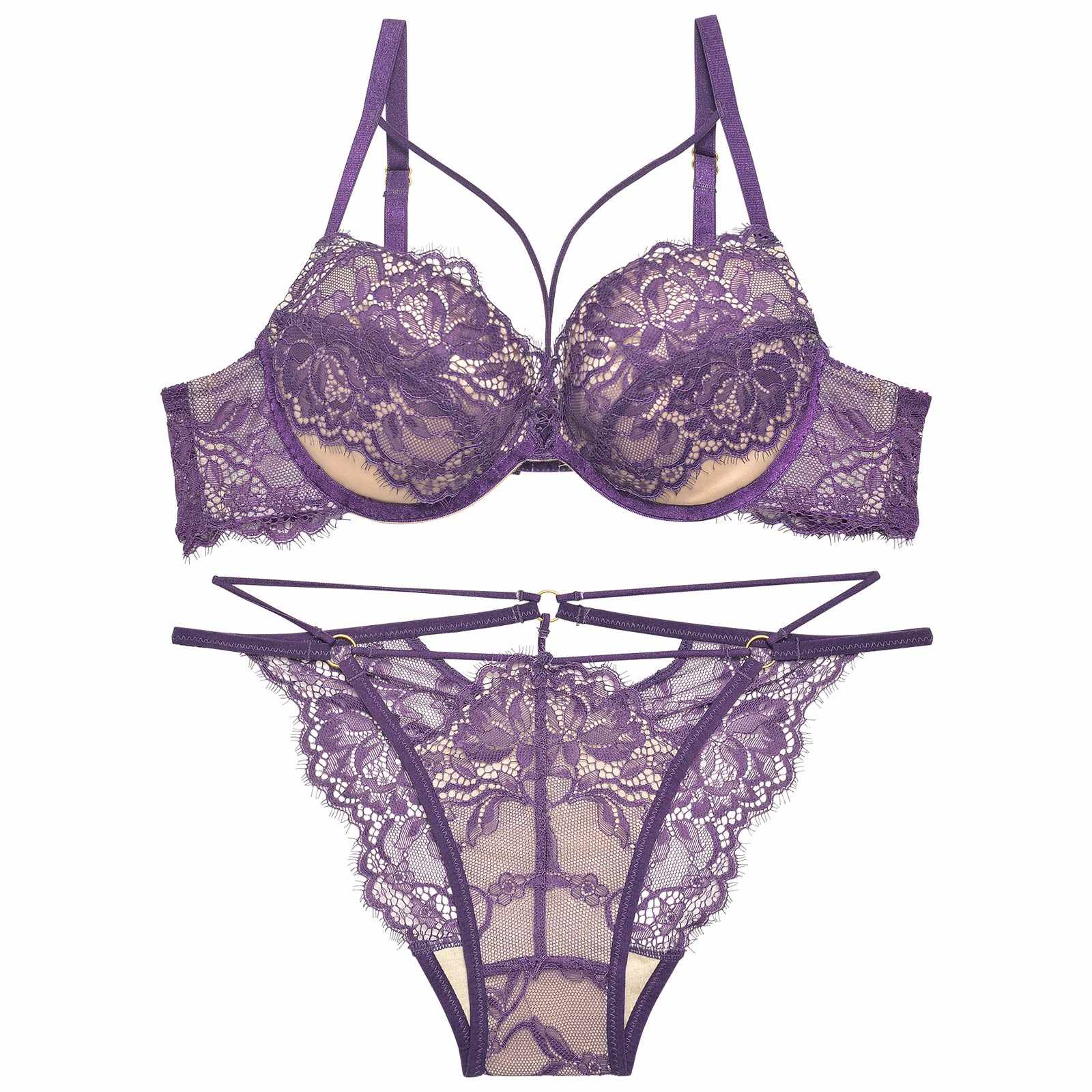 【永尾まりや着用】【Reinest】アグレアーブルレースコードブラジャー&バック透けフルバックショーツ