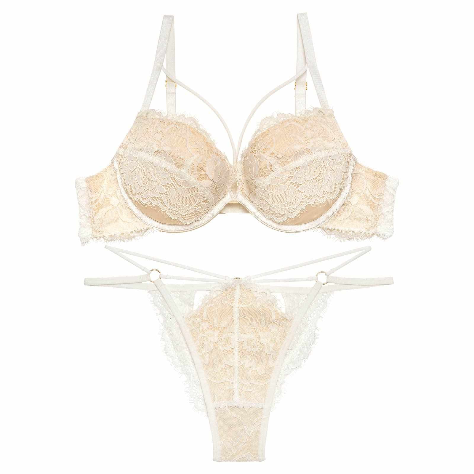 【永尾まりや着用】【Reinest】アグレアーブルレースコードブラジャー&バック透けTバックショーツ