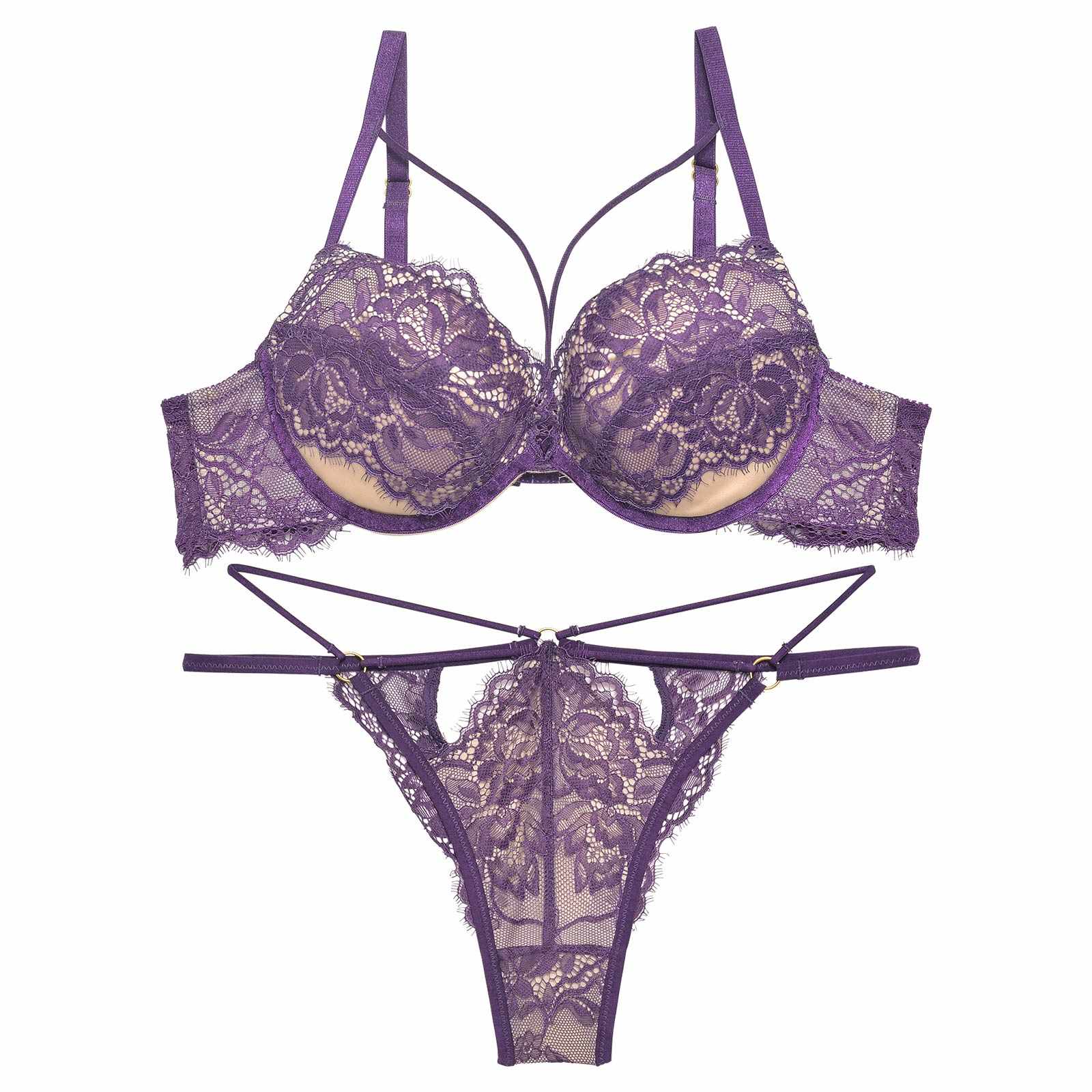 【永尾まりや着用】【Reinest】アグレアーブルレースコードブラジャー&バック透けTバックショーツ