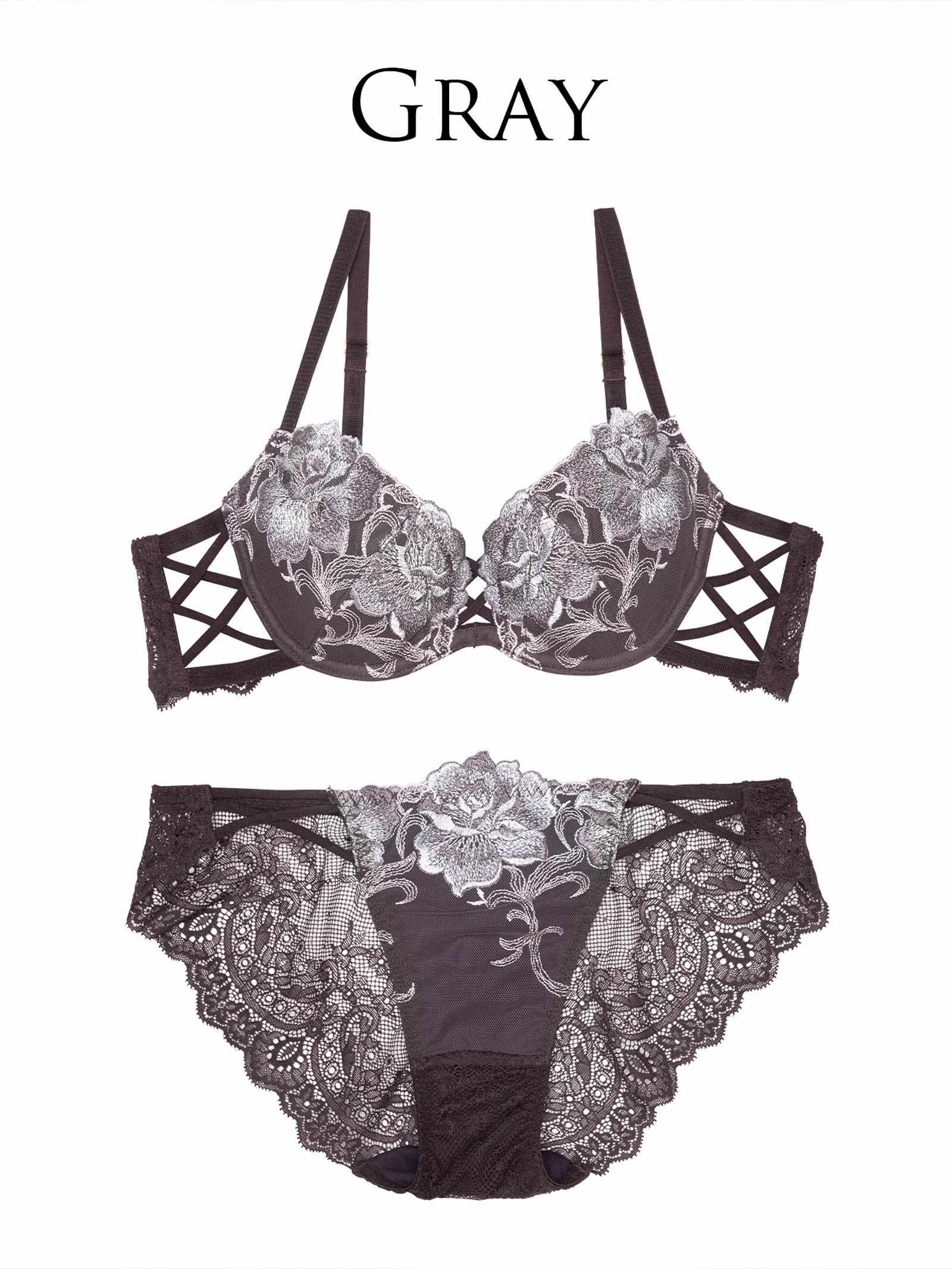【Reinest】クラッシーディープローズブラジャー&バック透けフルバックショーツ - 【公式】247Lingerie