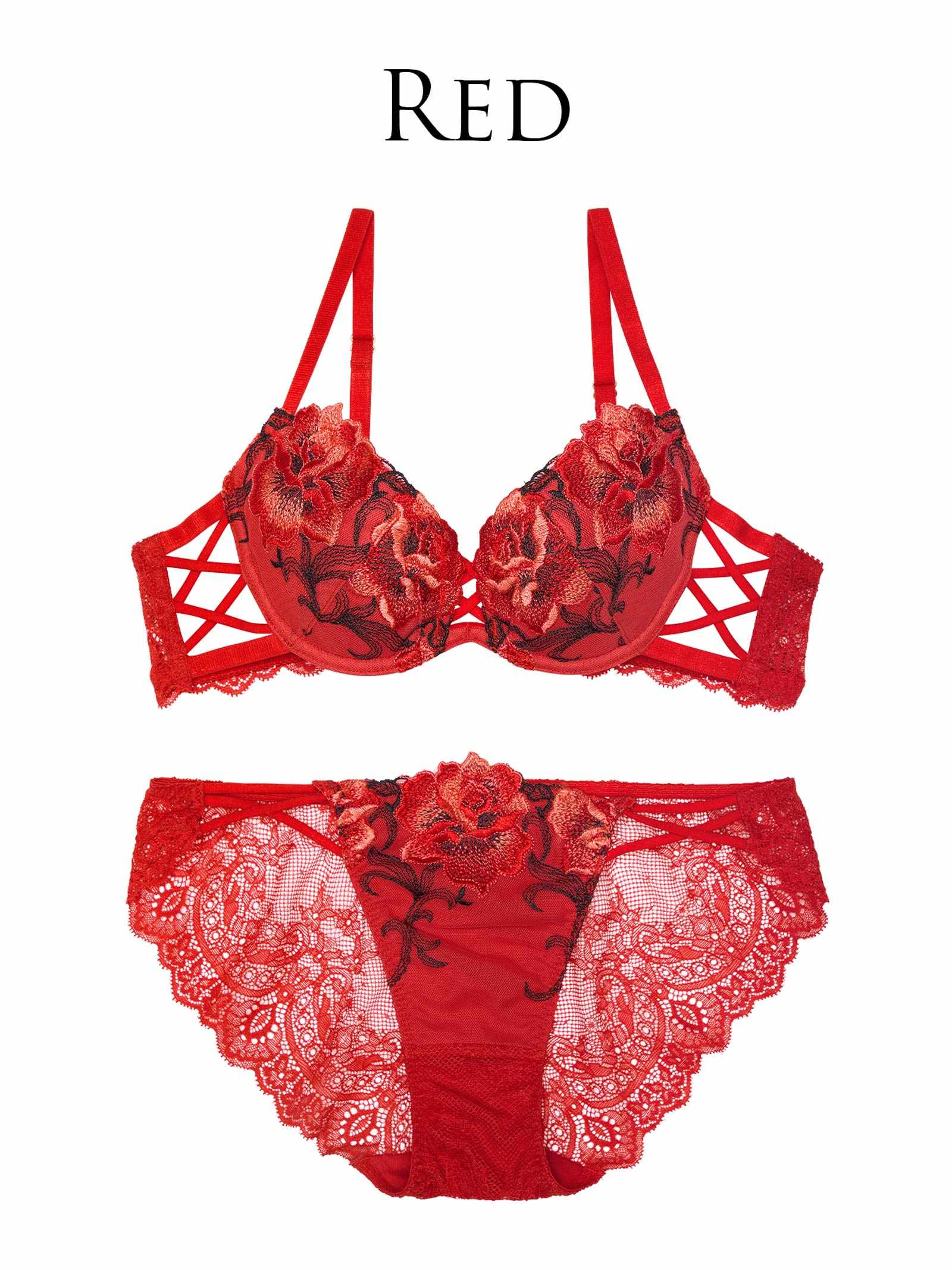 12/13新作!【Reinest】クラッシーディープローズブラジャー&バック透けフルバックショーツ