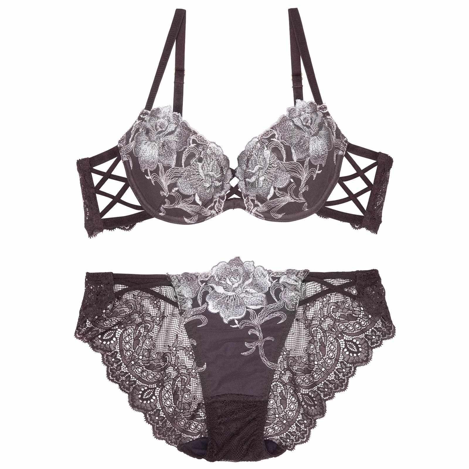 【Reinest】クラッシーディープローズブラジャー&バック透けフルバックショーツ - 【公式】247Lingerie