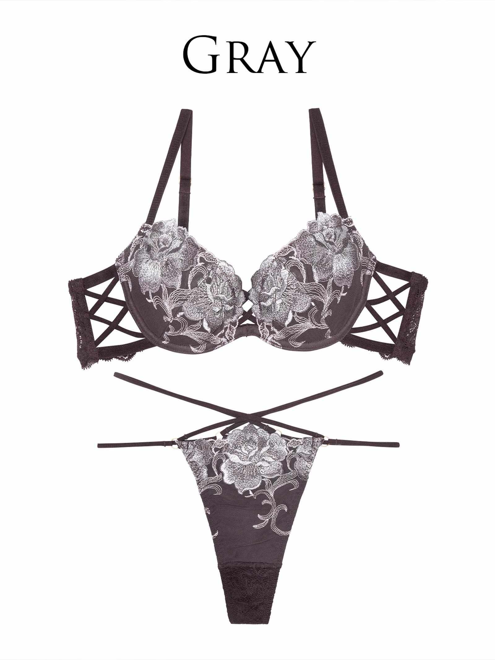 【Reinest】クラッシーディープローズブラジャー&バック透けTバックショーツ - 【公式】247Lingerie