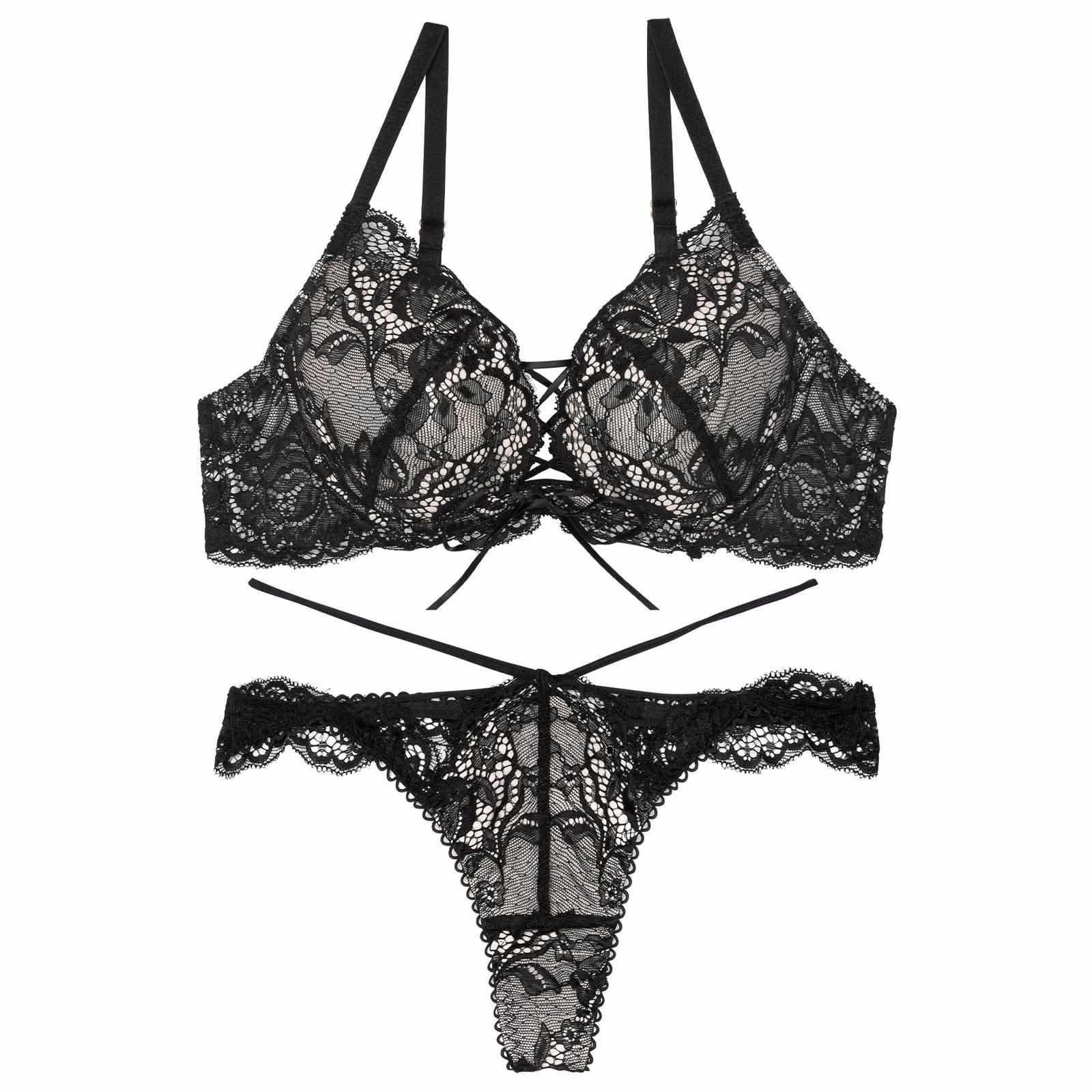 2/11再販!【Reinest】リュクスカットレースアップブラジャー&バック透けTバックショーツ - 【公式】247Lingerie