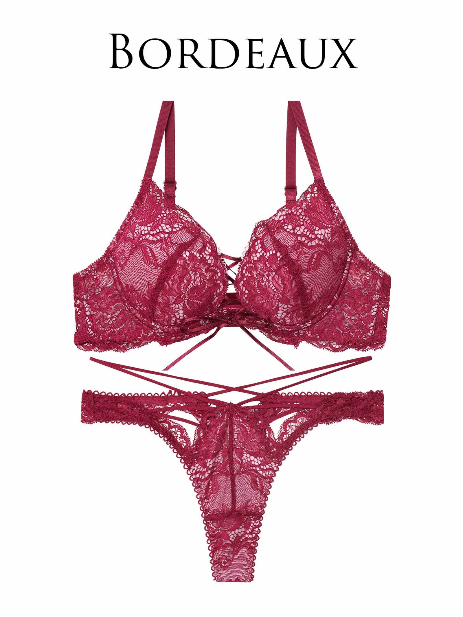 2/11再販!【Reinest】リュクスカットレースアップブラジャー&バック透けTバックショーツ - 【公式】247Lingerie