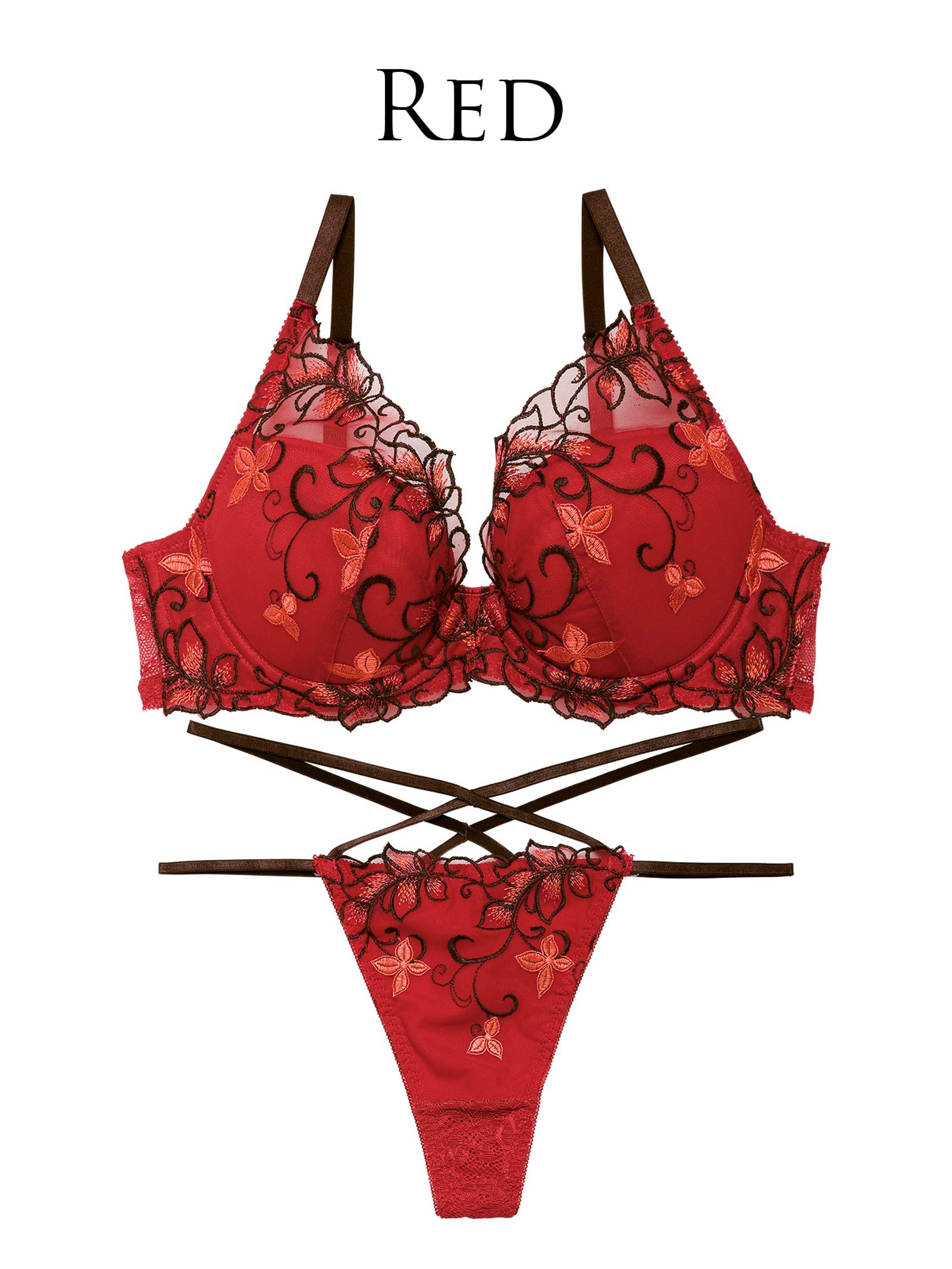 【永尾まりや着用】【Reinest】ディープクイーンアイビーブラジャー&バック透けTバックショーツ