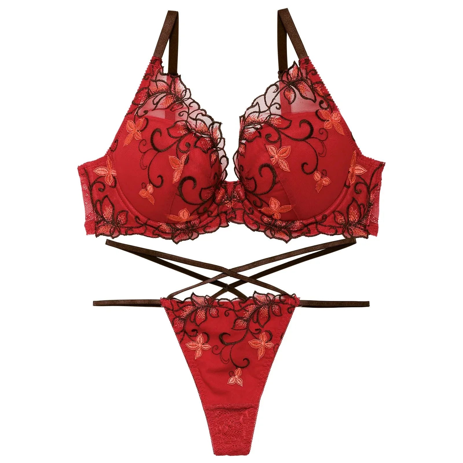 【永尾まりや着用】【Reinest】ディープクイーンアイビーブラジャー&バック透けTバックショーツ - 【公式】247Lingerie