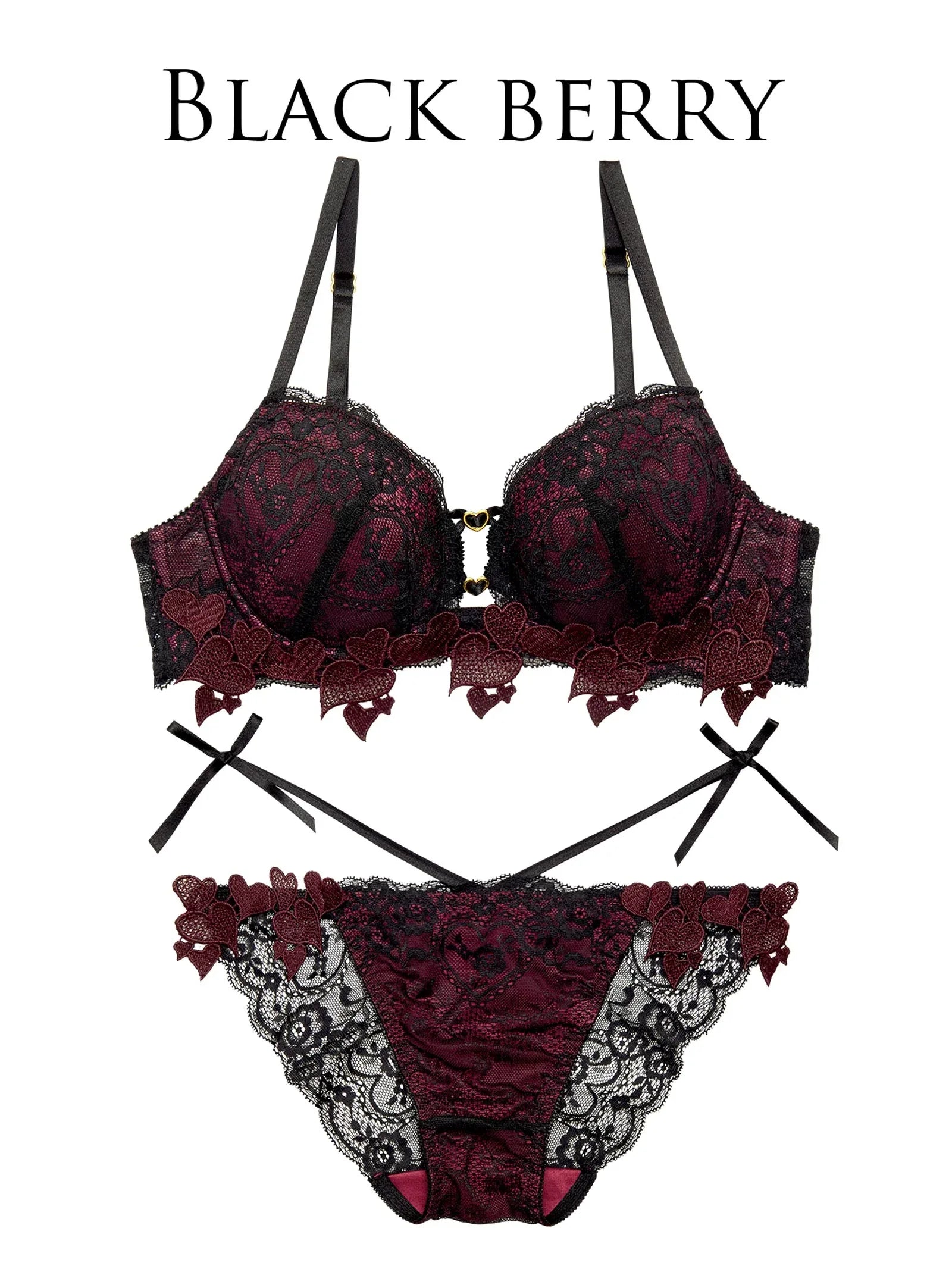 2/18再販!【Reinest】クイーンベリーハートブラジャー&バック透けフルバックショーツ - 【公式】247Lingerie