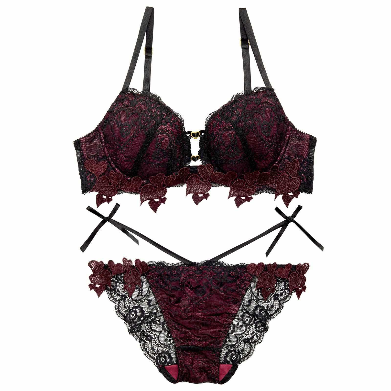 2/18再販!【Reinest】クイーンベリーハートブラジャー&バック透けフルバックショーツ - 【公式】247Lingerie