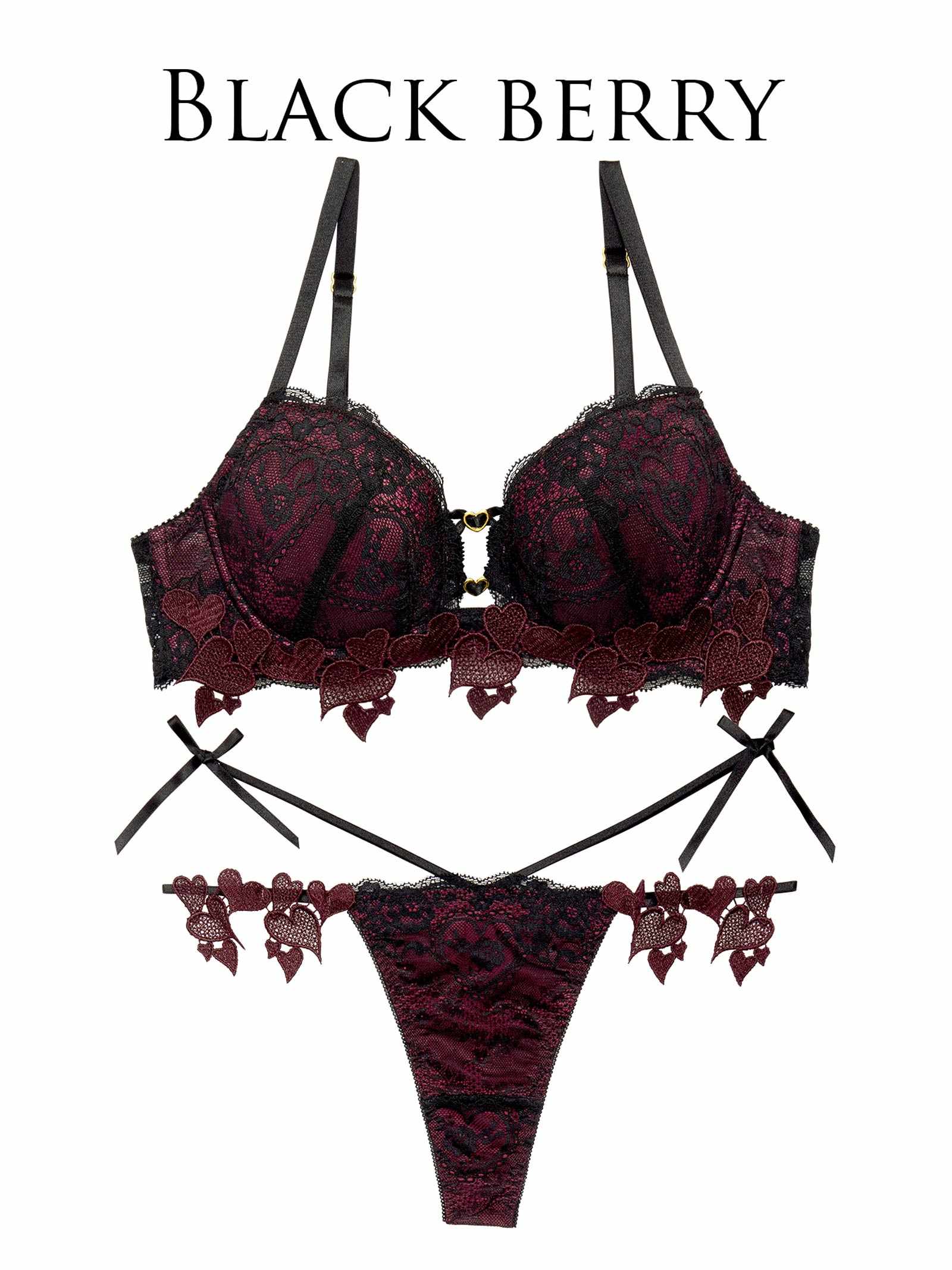 1/27新作!【Reinest】クイーンベリーハートブラジャー&バック透けTバックショーツ