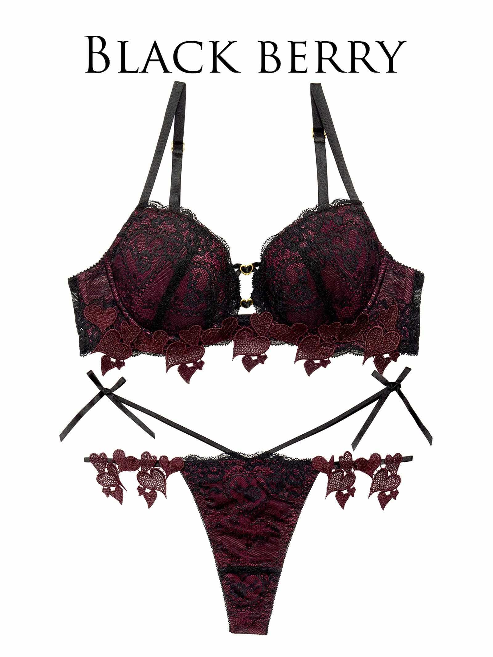 2/18再販!【Reinest】クイーンベリーハートブラジャー&バック透けTバックショーツ - 【公式】247Lingerie