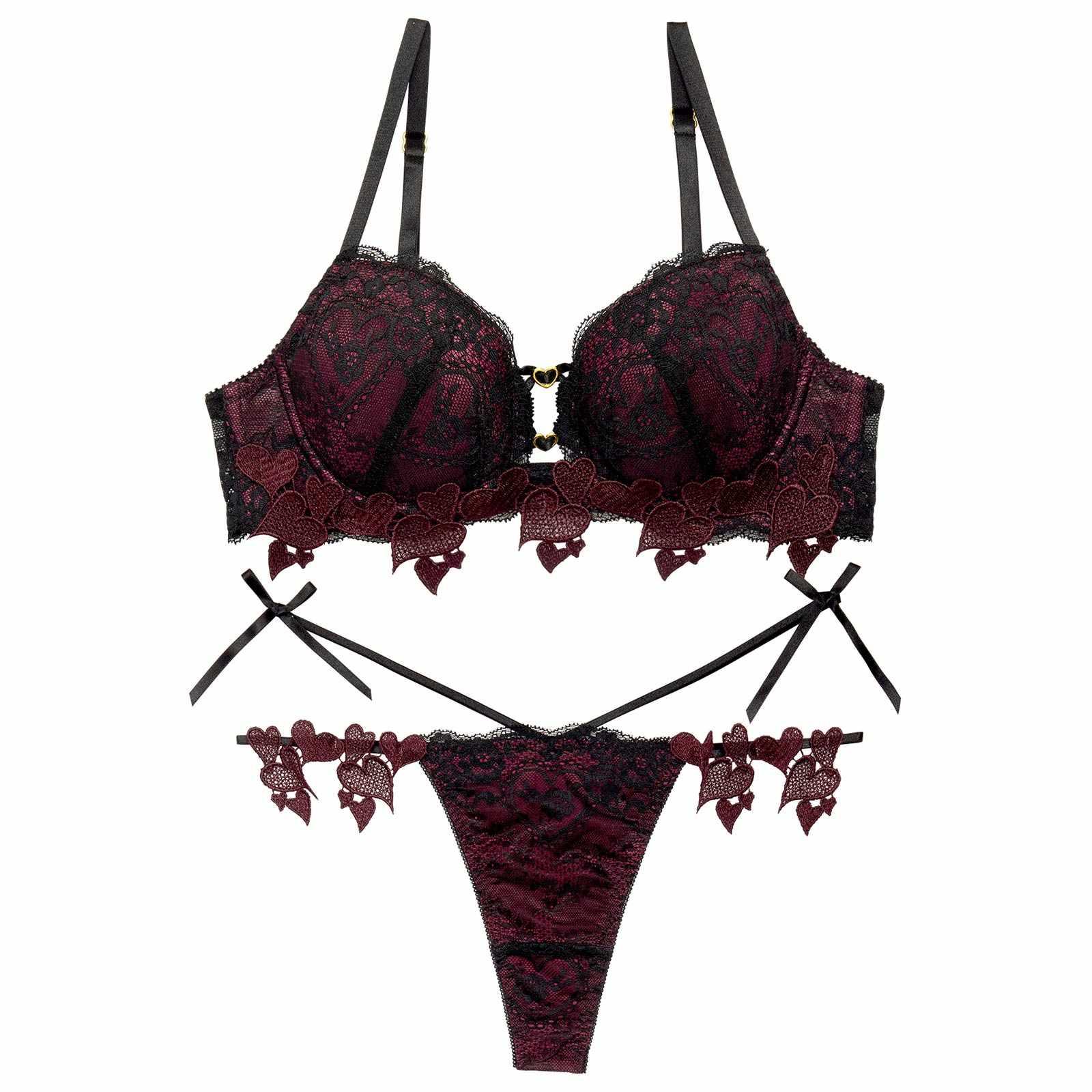 2/18再販!【Reinest】クイーンベリーハートブラジャー&バック透けTバックショーツ - 【公式】247Lingerie