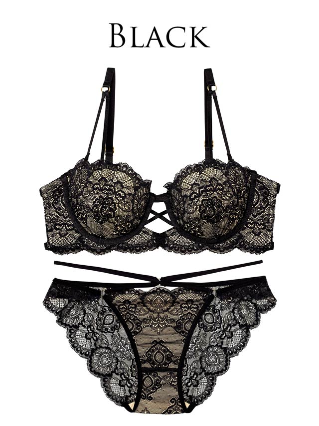 【Reinest】グラマラスホールレーシィブラジャー&バック透けフルバックショーツ