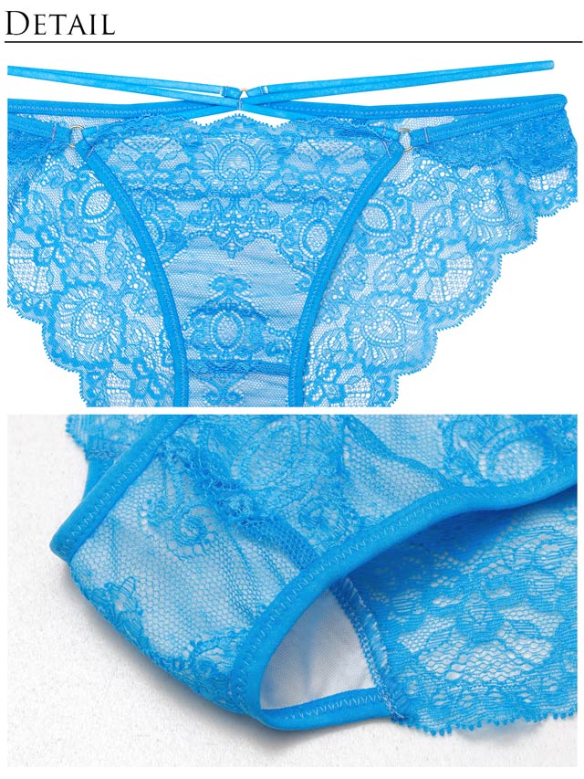 【Reinest】グラマラスホールレーシィブラジャー&バック透けフルバックショーツ