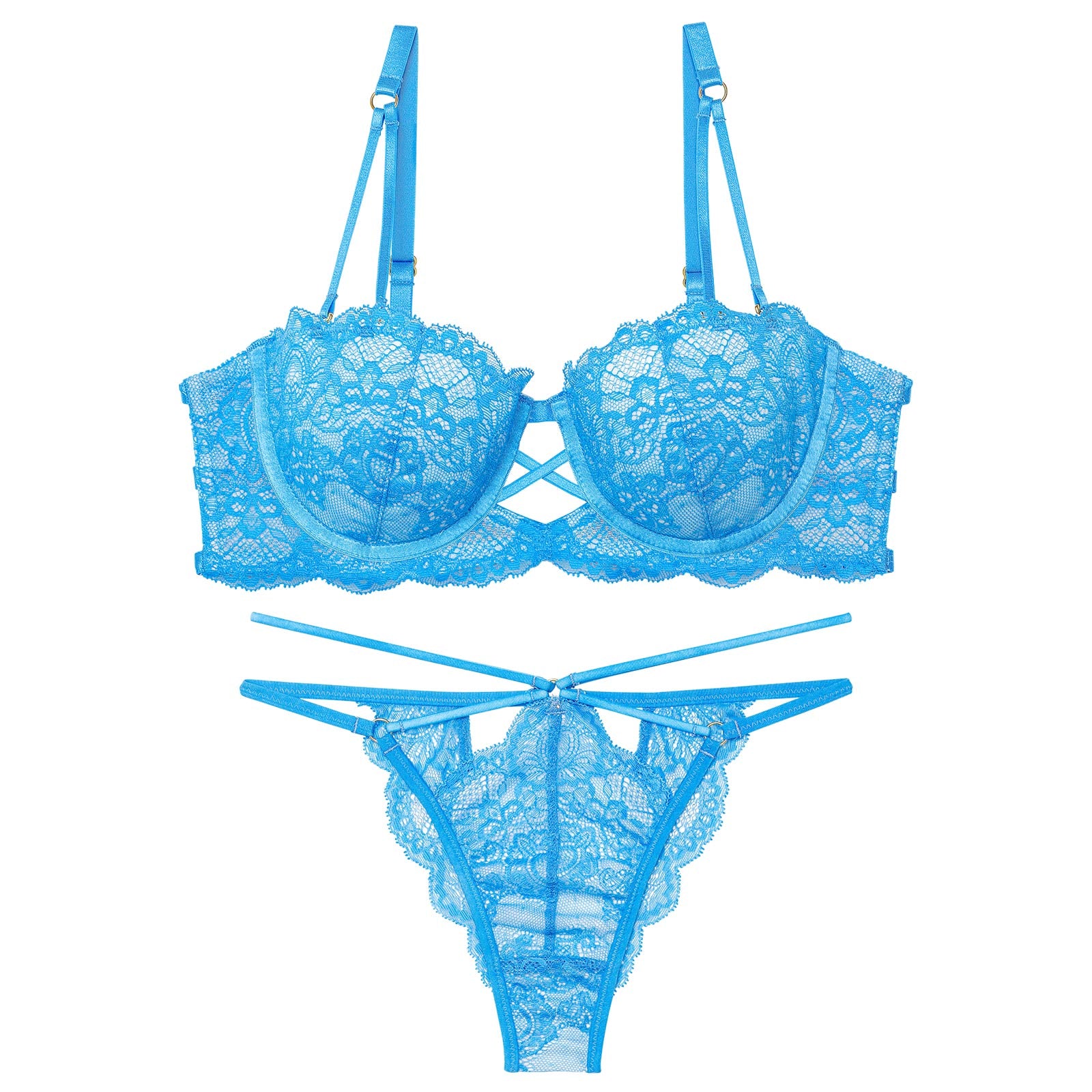 【Reinest】グラマラスホールレーシィブラジャー&バック透けTバックショーツ