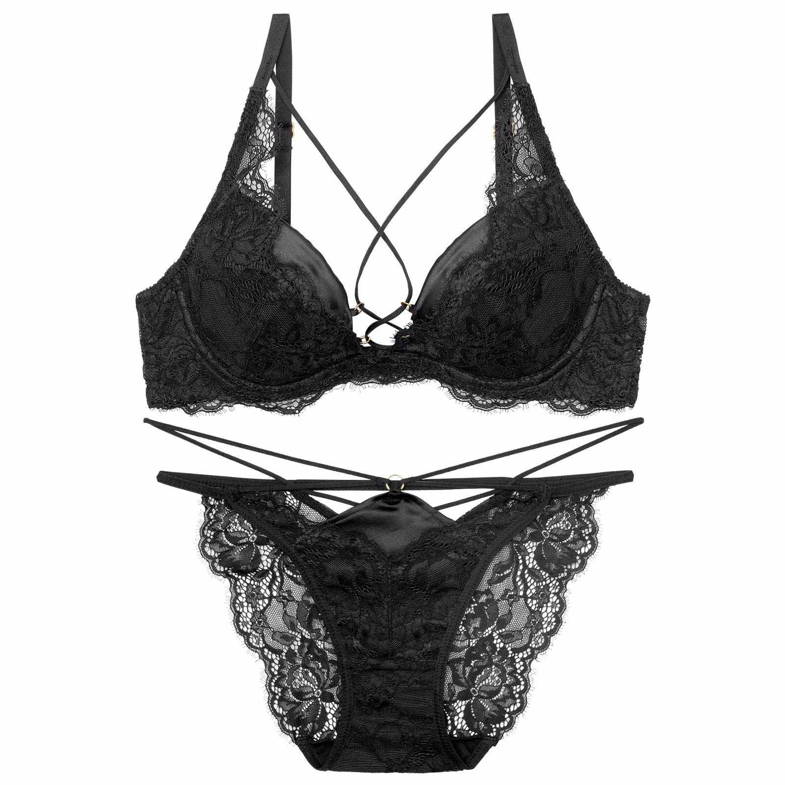 【Reinest】スパイシーサテンレーシィブラジャー&バック透けフルバックショーツ