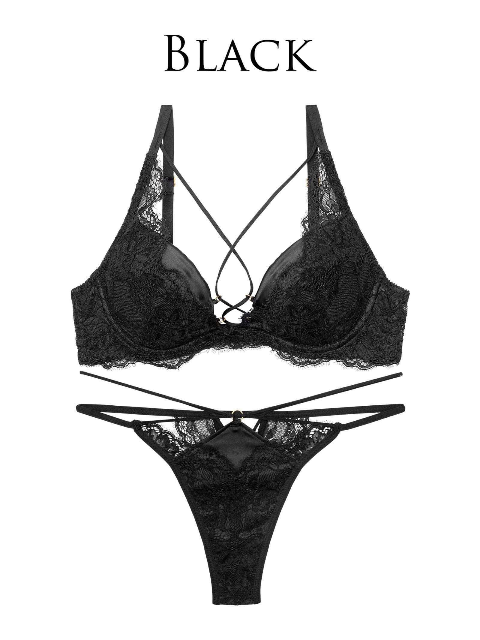 10/1新作!【Reinest】スパイシーサテンレーシィブラジャー&バック透けTバックショーツ