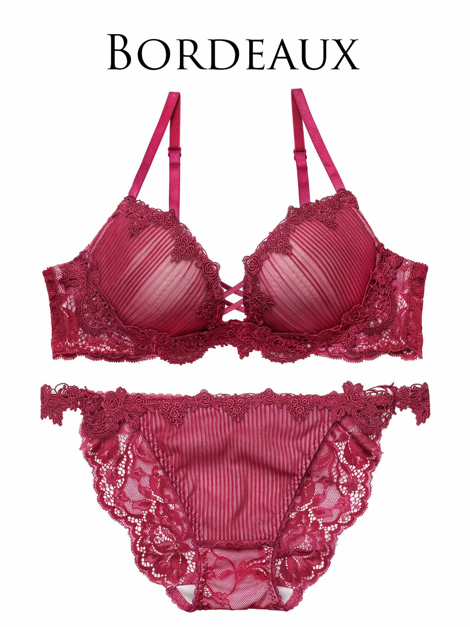 3/18新作!【Reinest】ドレッシーチュールプリーツブラジャー&バック透けフルバックショーツ