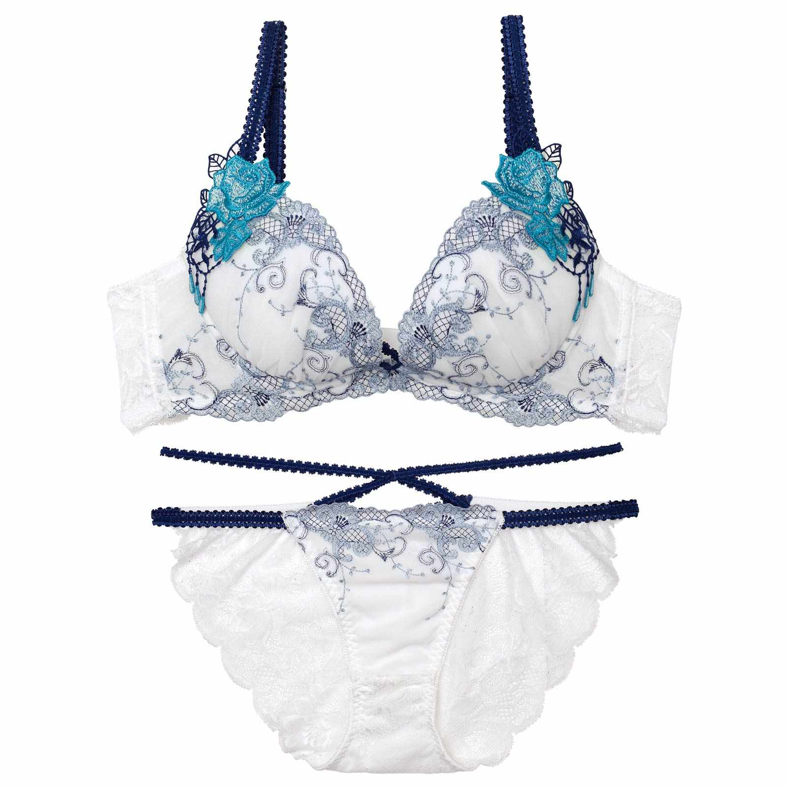 【永尾まりや着用】【Reinest】マジェスティックアイビーコードブラジャー&バック透けフルバックショーツ