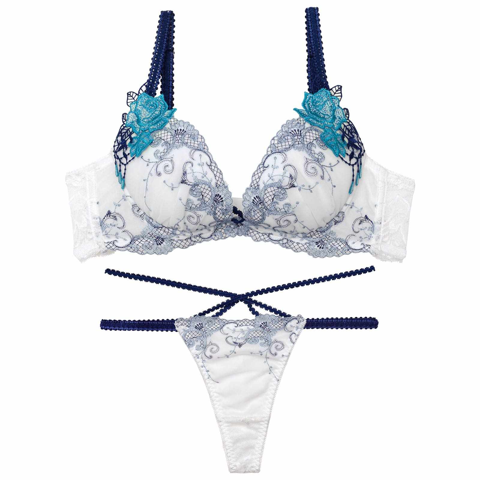 【永尾まりや着用】【Reinest】マジェスティックアイビーコードブラジャー&バック透けTバックショーツ