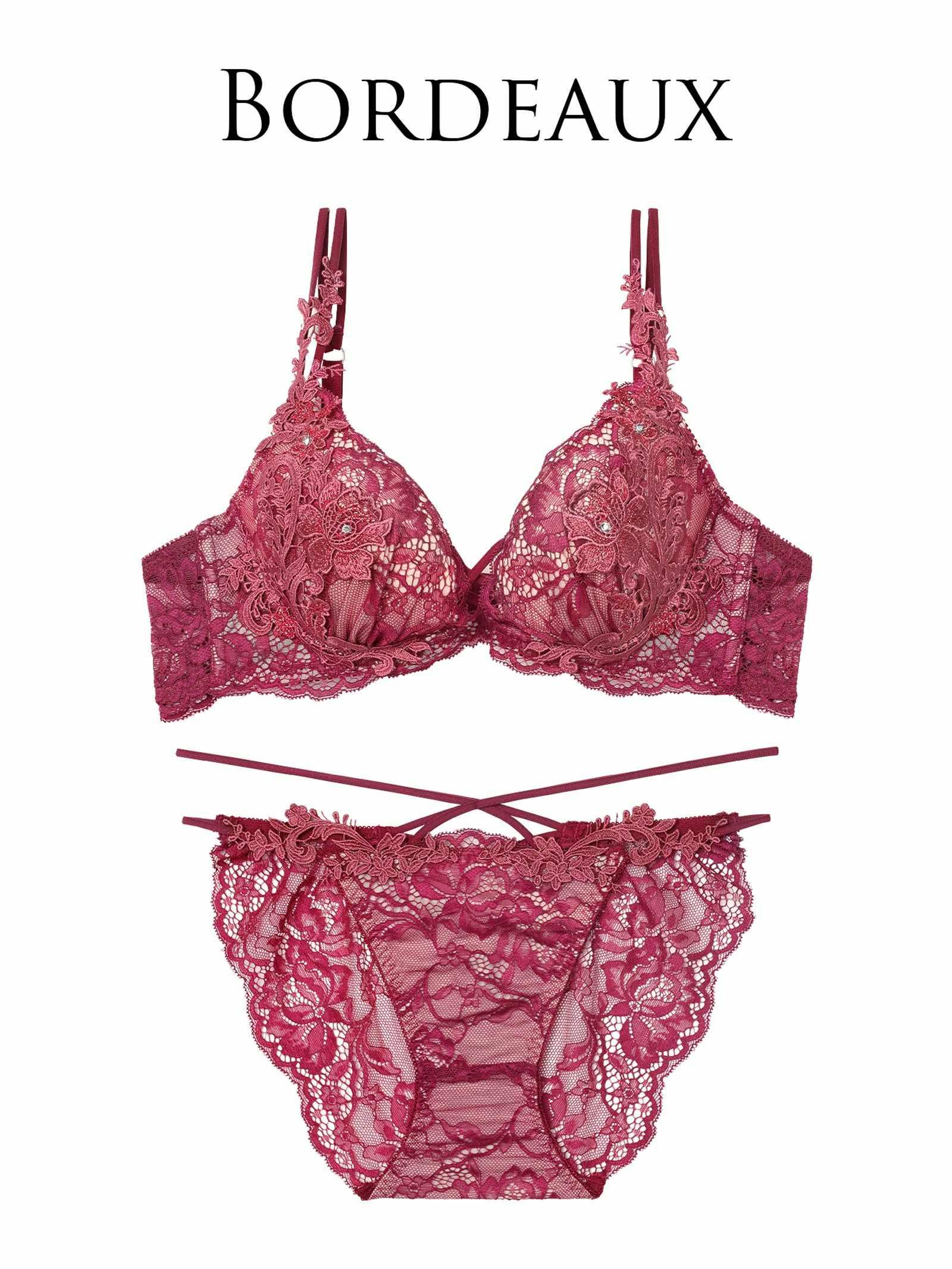 11/12新作!【Reinest】ロイヤルブルームレースブラジャー&バック透けフルバックショーツ