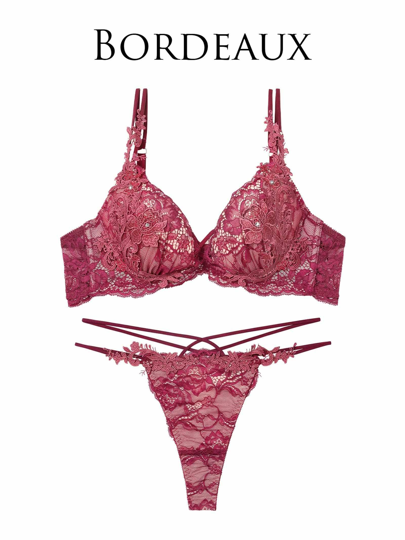 11/12新作!【Reinest】ロイヤルブルームレースブラジャー&バック透けTバックショーツ