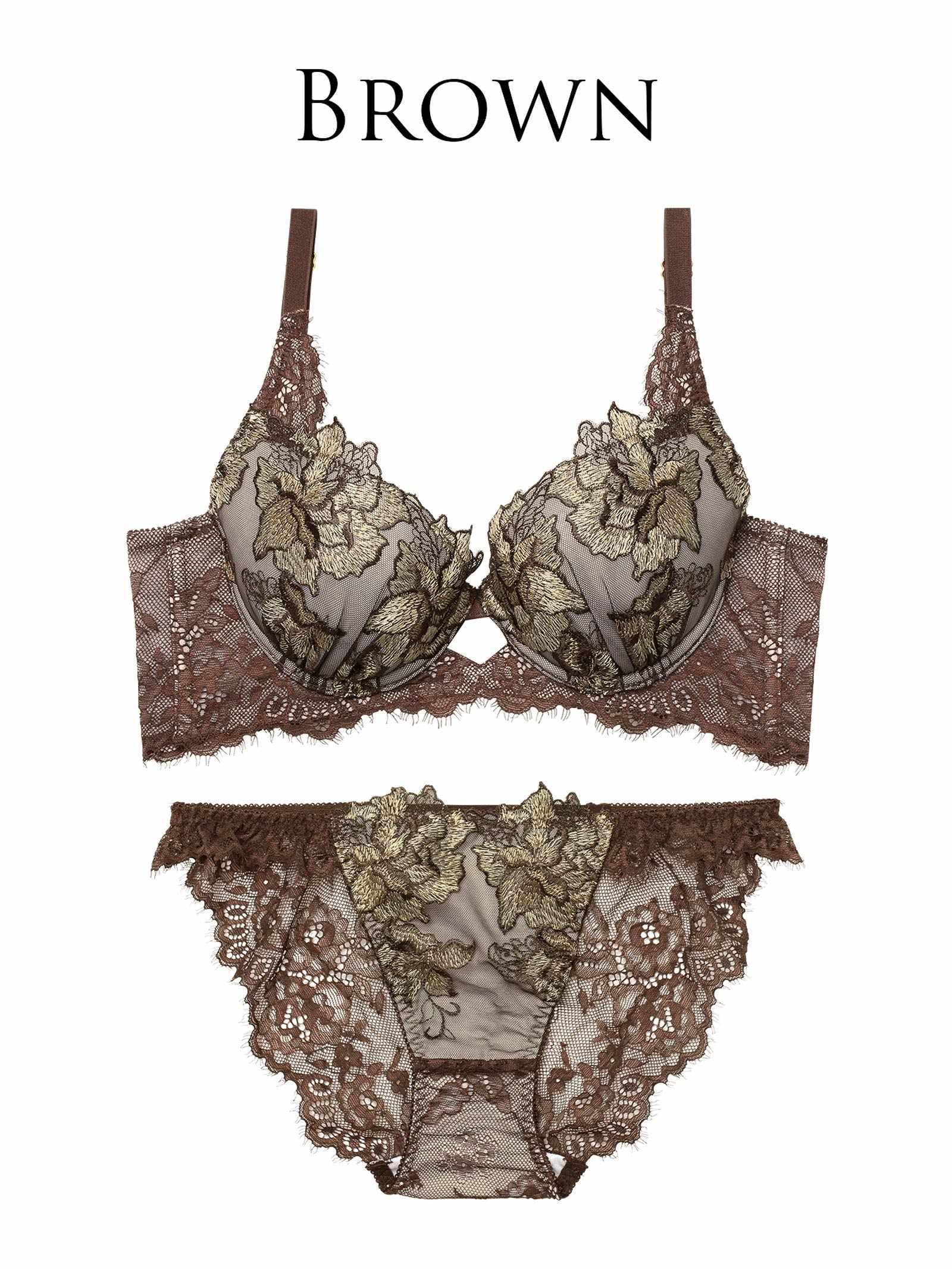 12/19新作!【Reinest】シャルムローズレース育乳脇高★魔法のブラジャー&バック透けフルバックショーツ