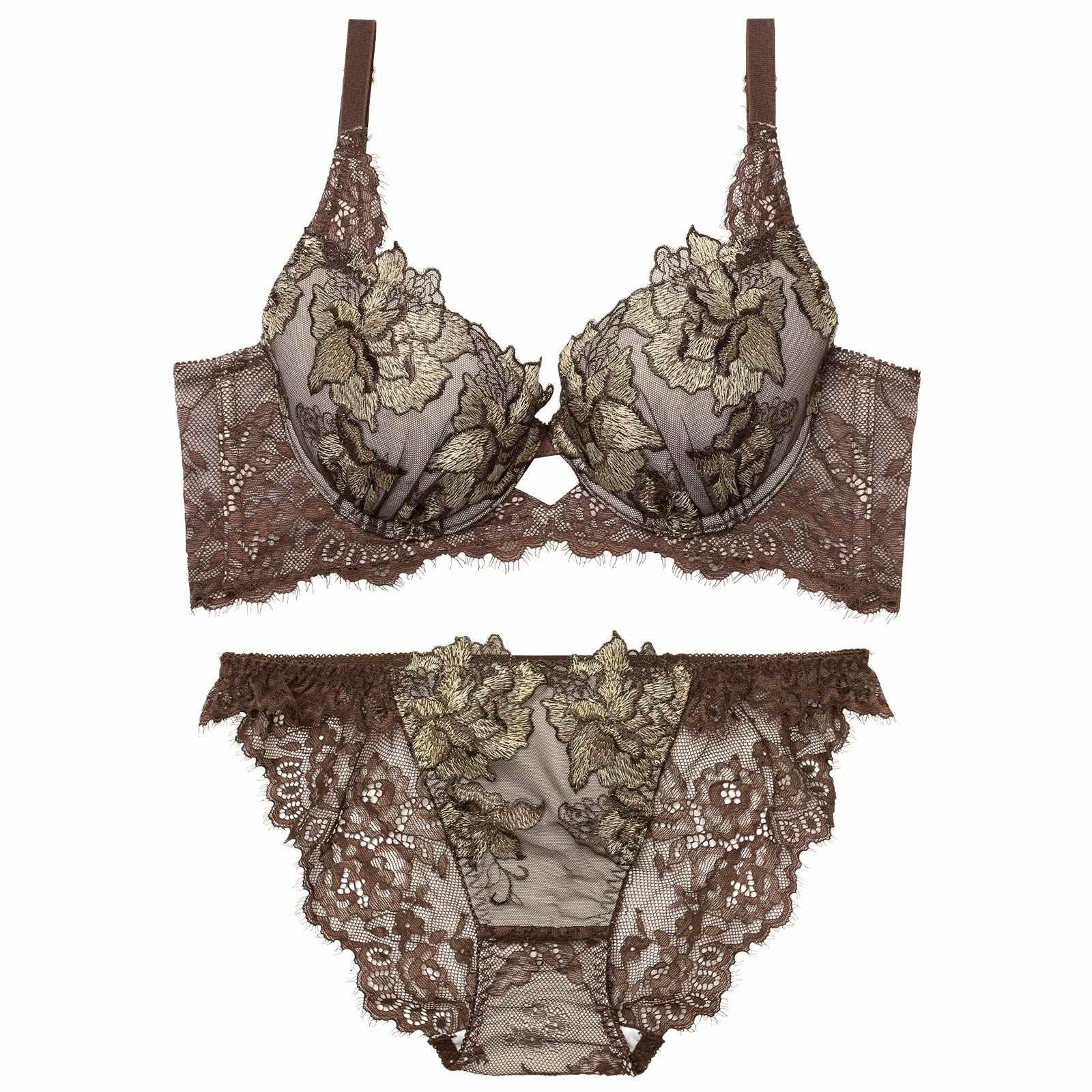 2/11再販!【Reinest】シャルムローズレース育乳脇高★魔法のブラジャー&バック透けフルバックショーツ