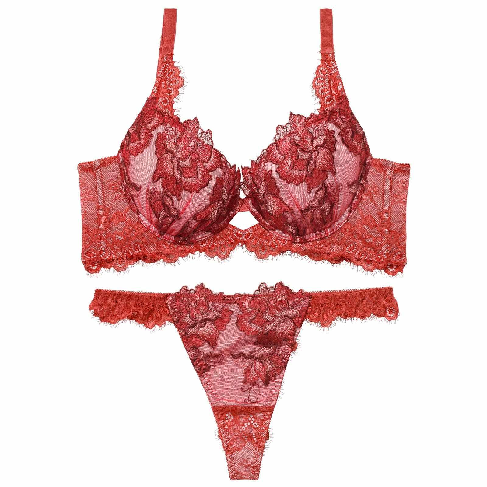 2/11再販!【Reinest】シャルムローズレース育乳脇高★魔法のブラジャー&バック透けTバックショーツ