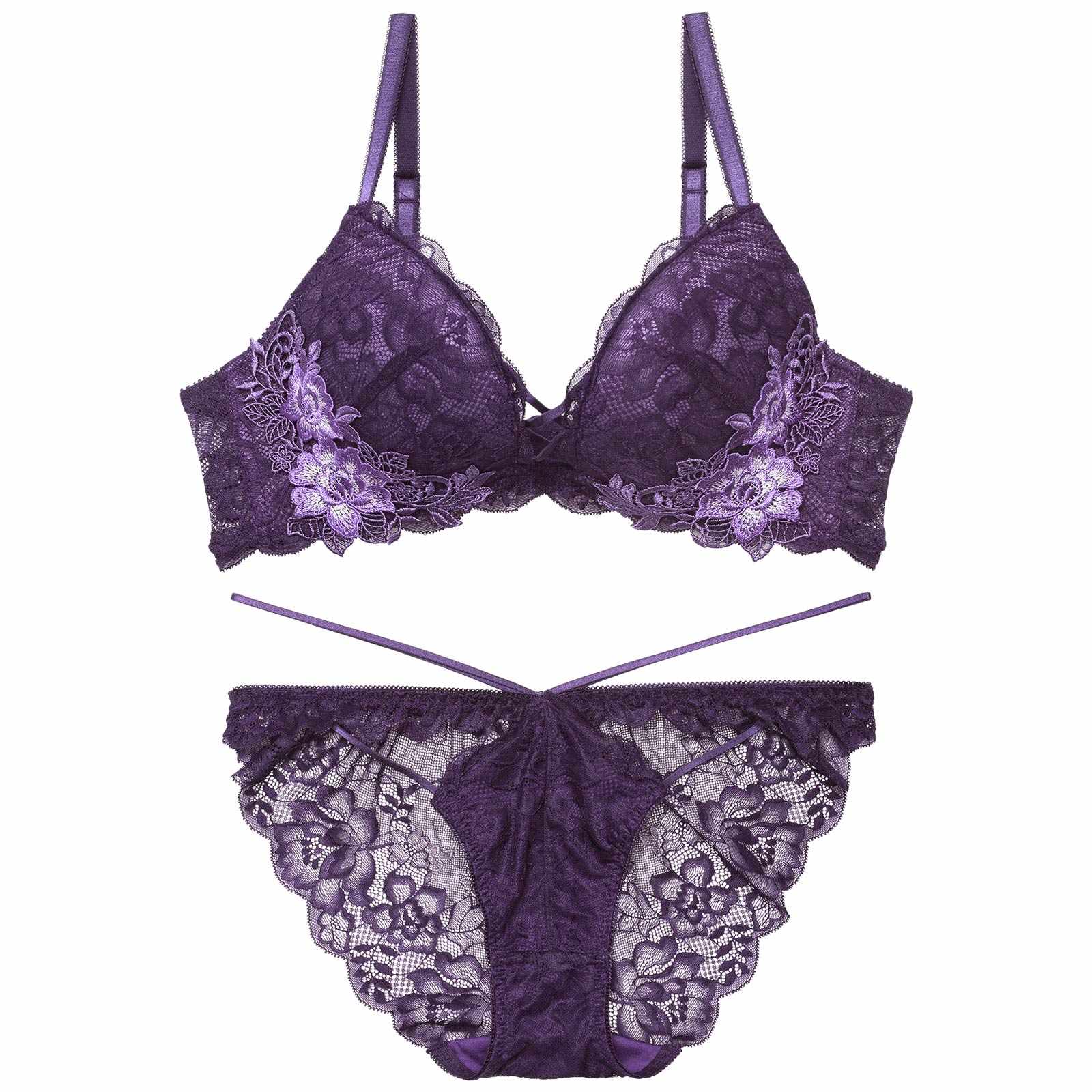 11/6再販!【永尾まりや着用】【Reinest】ボタニカルレースアップカットブラジャー&バック透けフルバックショーツ