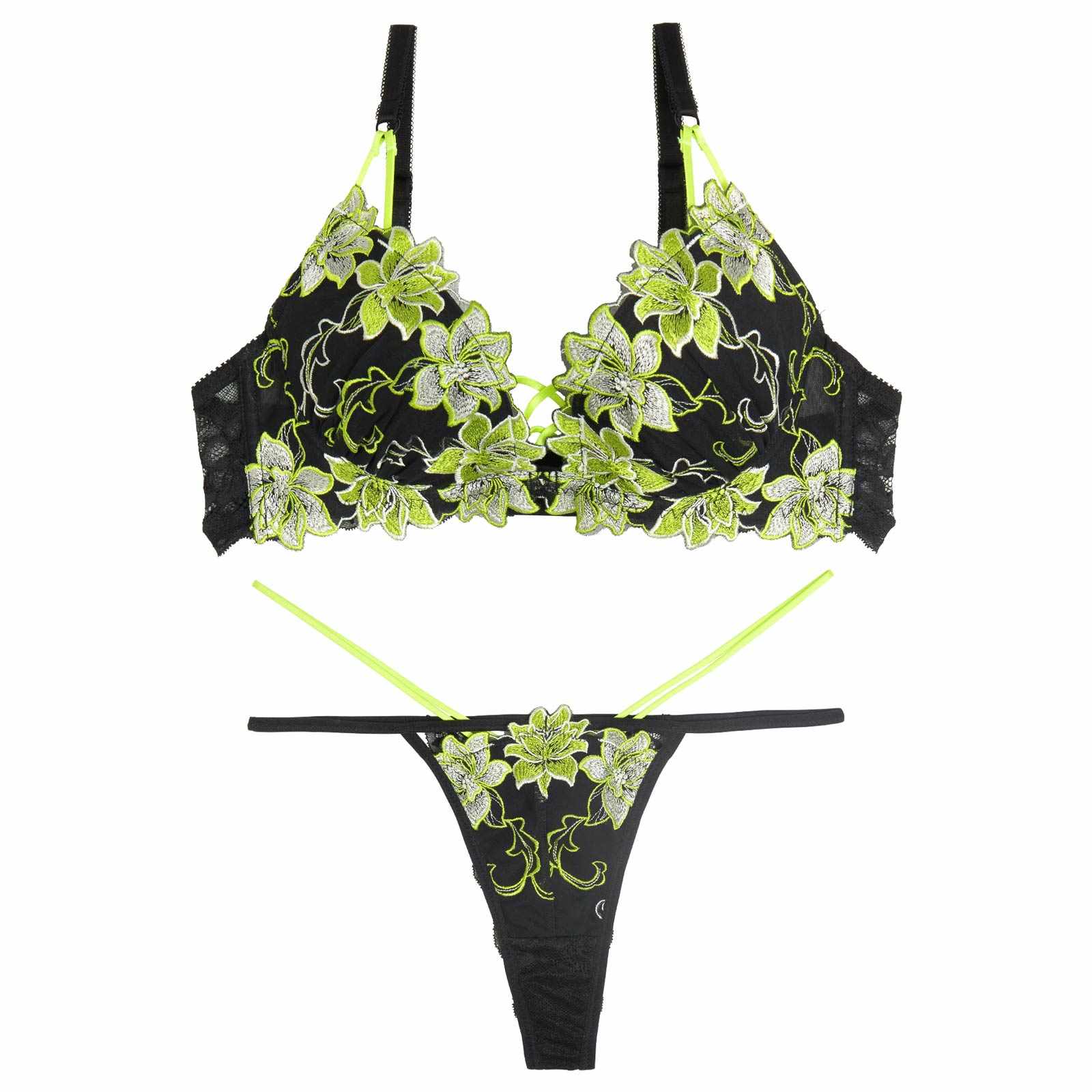 【永尾まりや着用】【Reinest】リュクスブライトペタルブラジャー&バック透けTバックショーツ