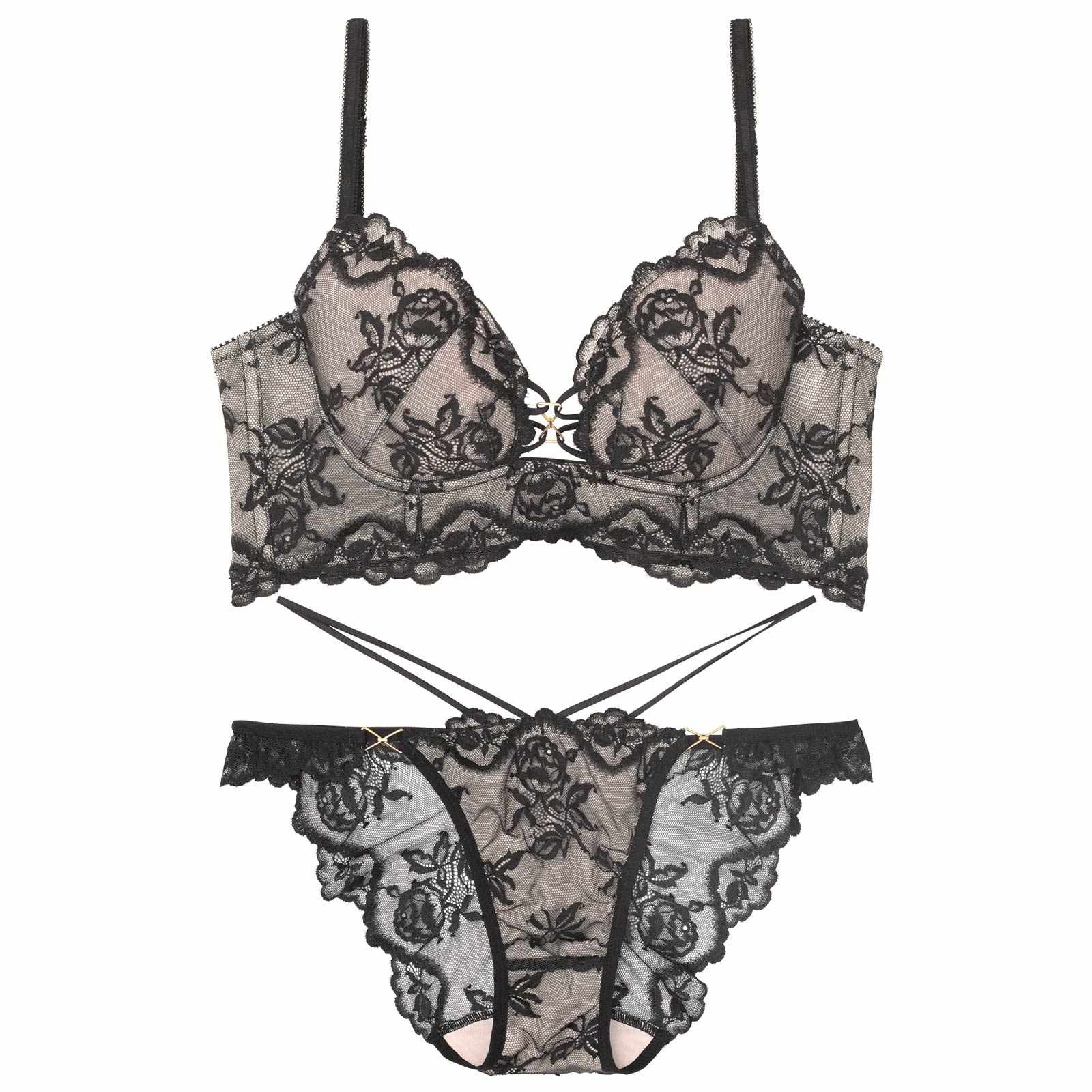 【永尾まりや着用】【Reinest】ヌーディパルフェ背中魅せブラジャー&バック透けフルバックショーツ