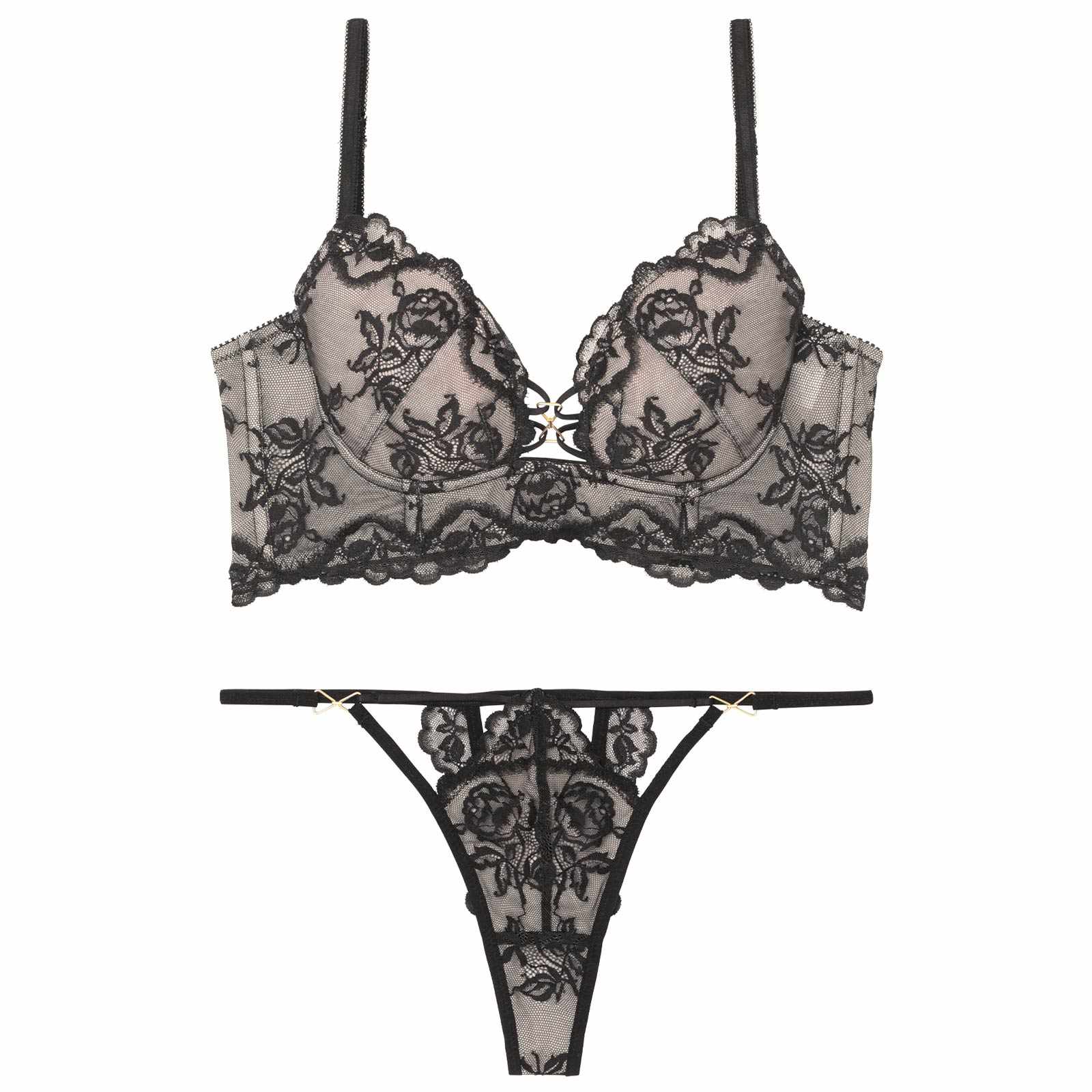 【永尾まりや着用】【Reinest】ヌーディパルフェ背中魅せブラジャー&バック透けTバックショーツ