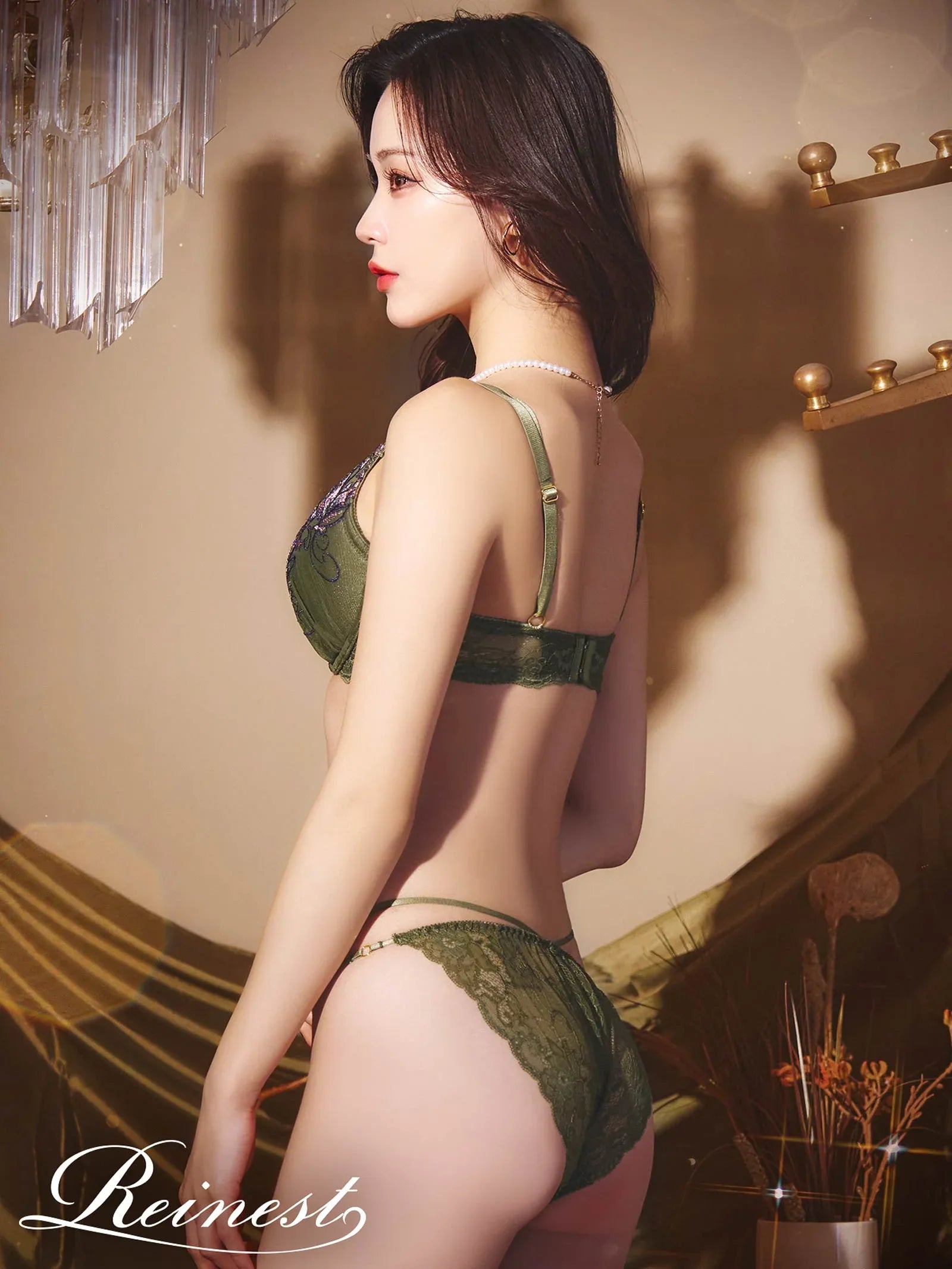 【Reinest】ブロッサムリングコードブラジャー&バック透けフルバックショーツ - 【公式】247Lingerie