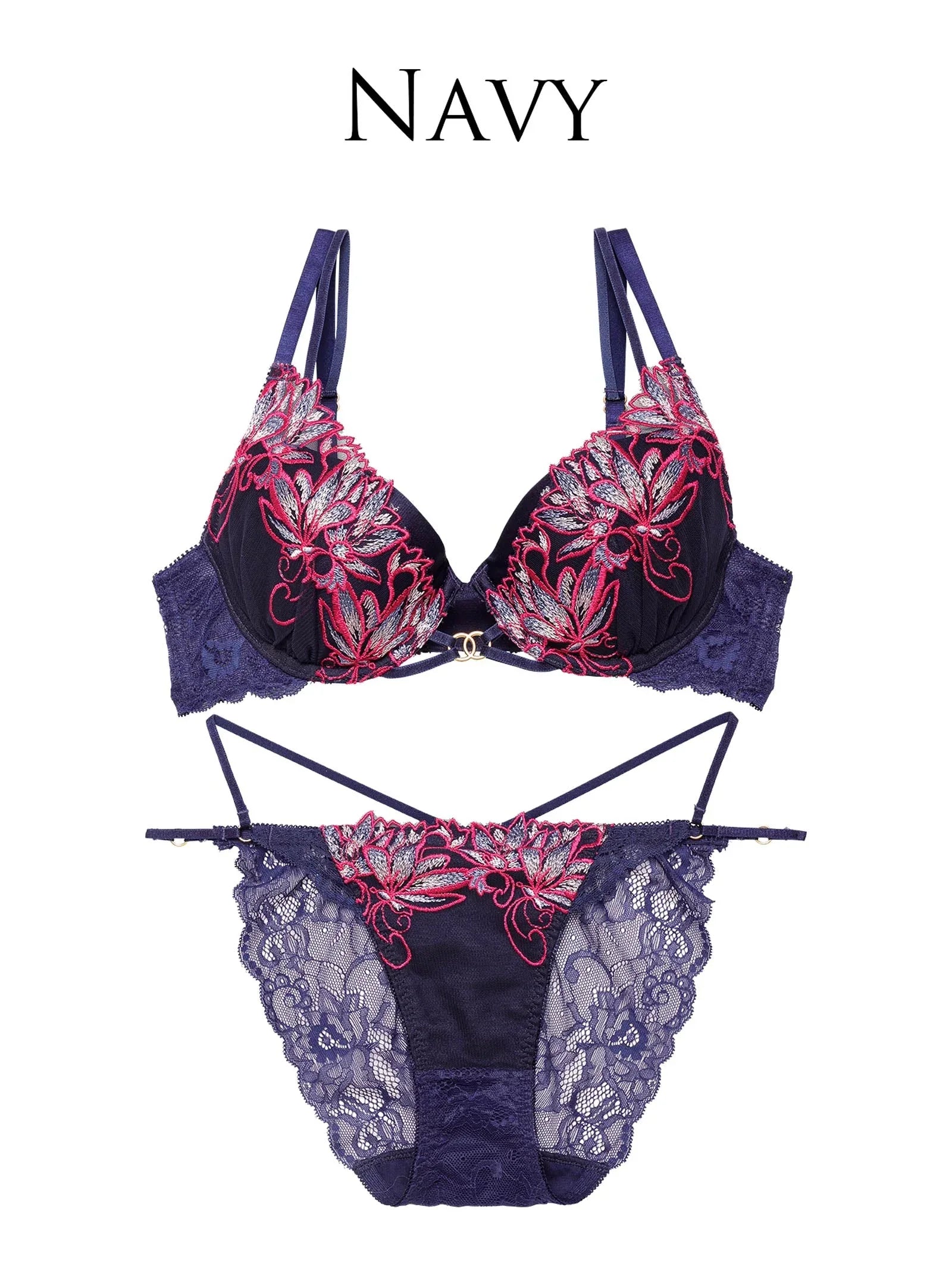 【Reinest】ブロッサムリングコードブラジャー&バック透けフルバックショーツ - 【公式】247Lingerie