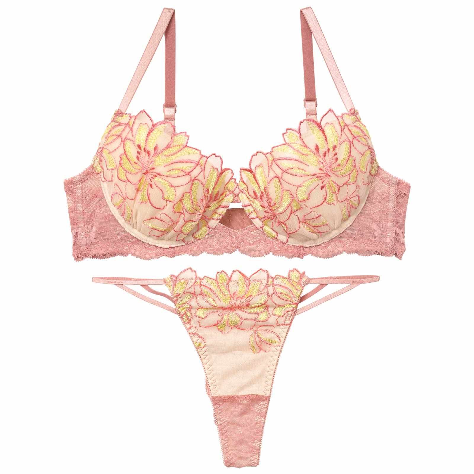 【永尾まりや着用】【Reinest】シャルマンフレッシュフラワーブラジャー&バック透けTバックショーツ