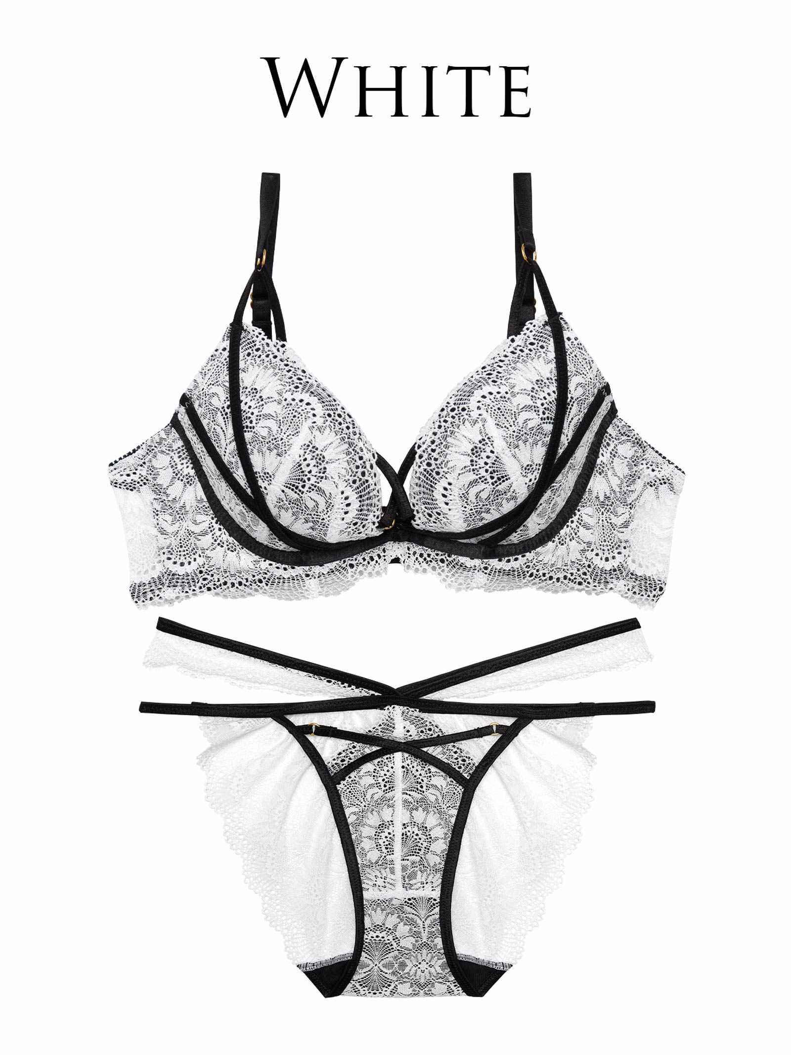 3/14新作!【永尾まりや着用】【Reinest】モダンクロスコードレースブラジャー&バック透けフルバックショーツ