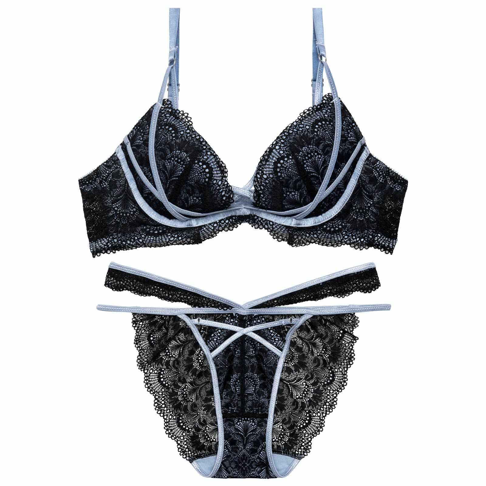 【永尾まりや着用】【Reinest】モダンクロスコードレースブラジャー&バック透けフルバックショーツ - 【公式】247Lingerie