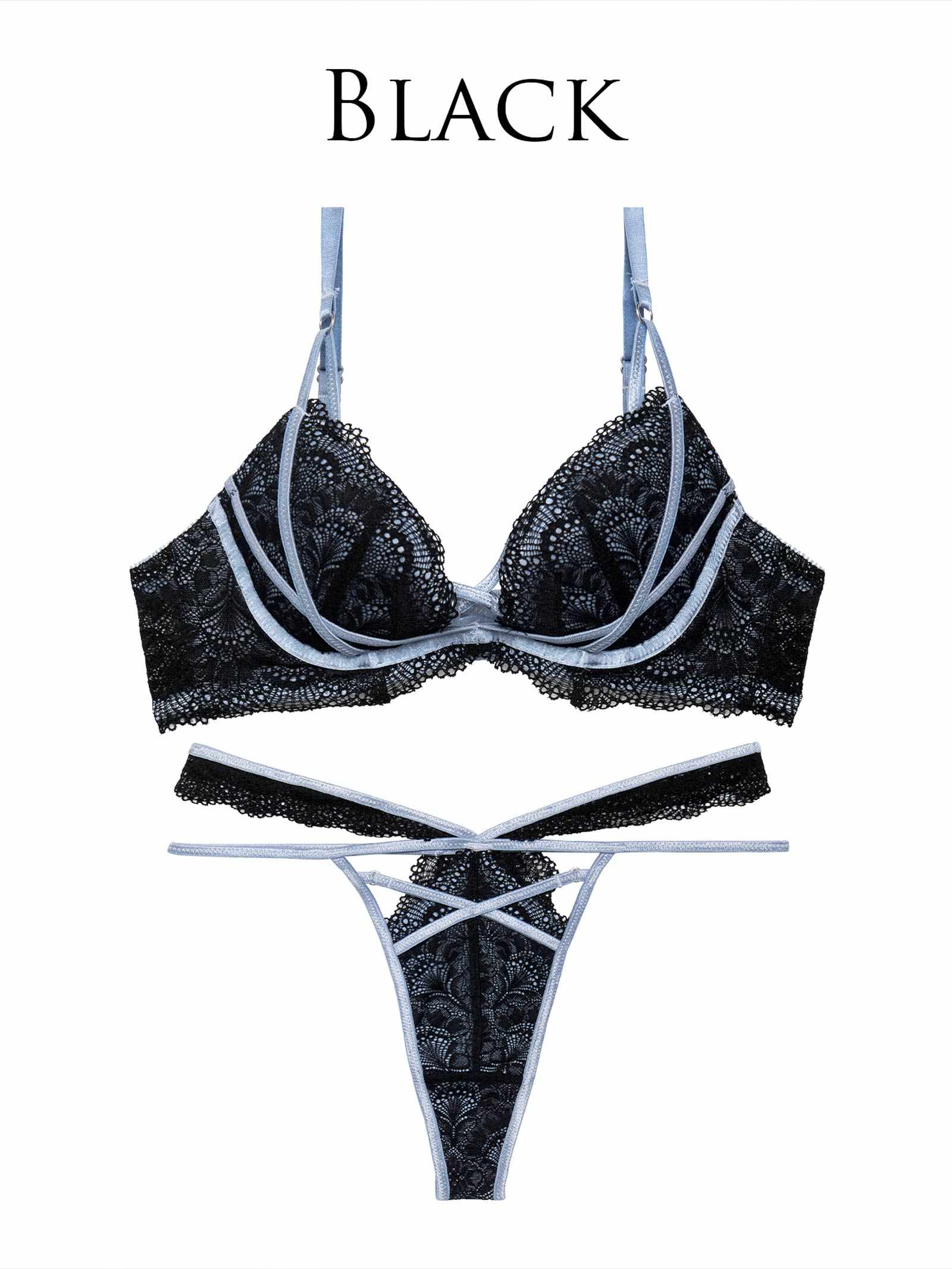 3/14新作!【永尾まりや着用】【Reinest】モダンクロスコードレースブラジャー&バック透けTバックショーツ