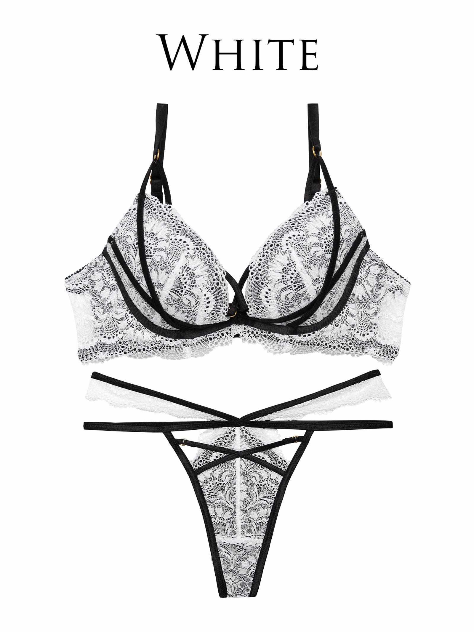 【永尾まりや着用】【Reinest】モダンクロスコードレースブラジャー&バック透けTバックショーツ - 【公式】247Lingerie