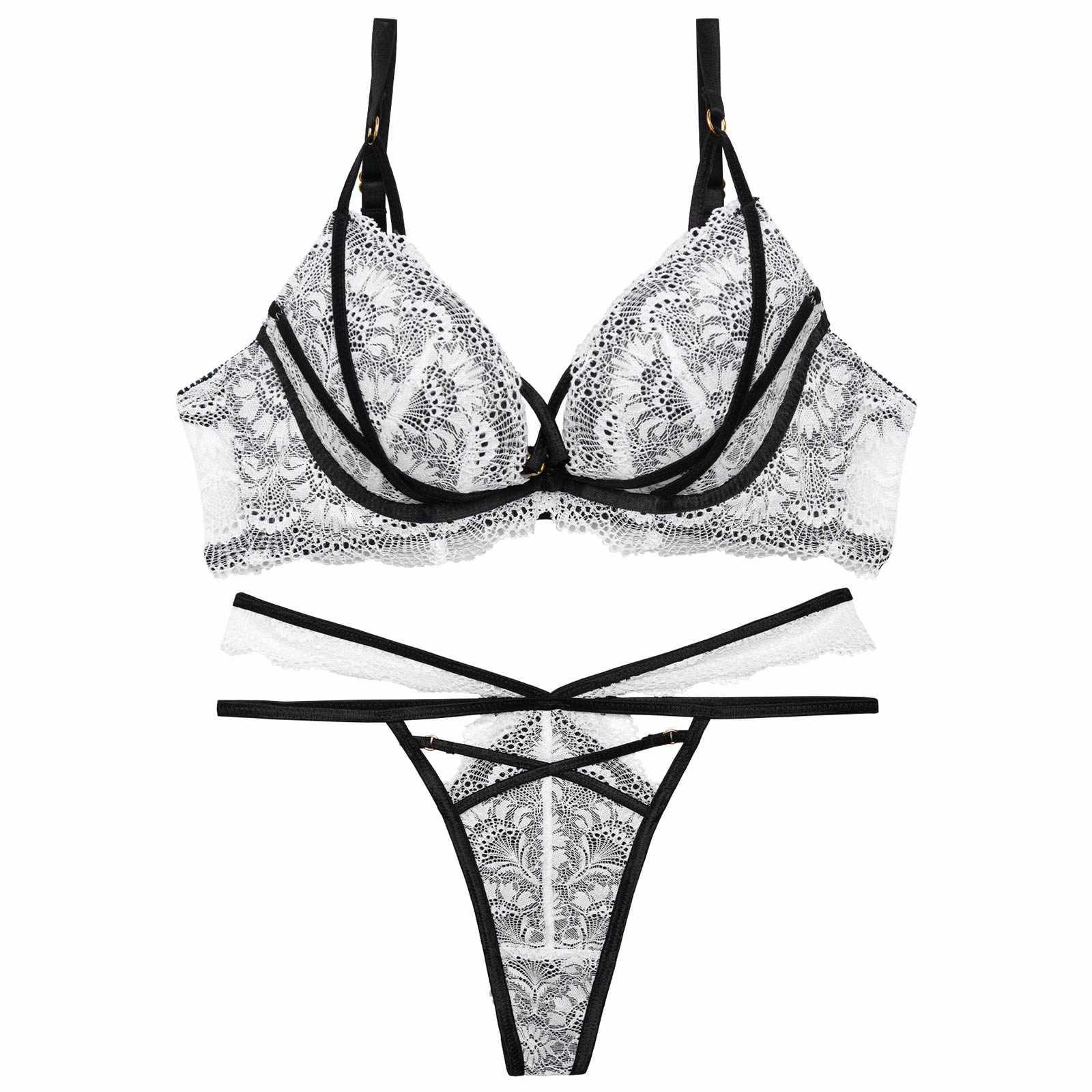 【永尾まりや着用】【Reinest】モダンクロスコードレースブラジャー&バック透けTバックショーツ - 【公式】247Lingerie