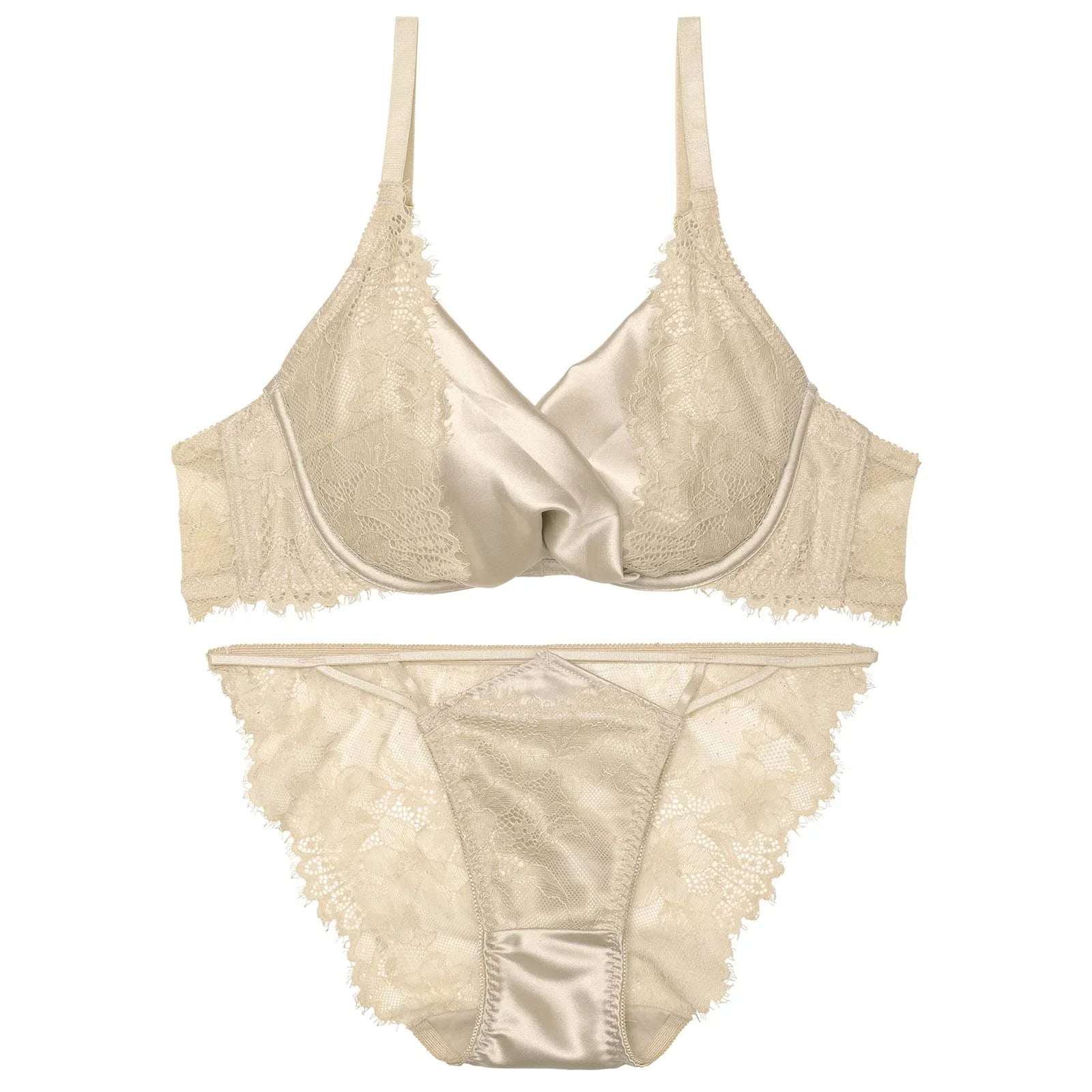 【Reinest】グロッシーリュクスサテンブラジャー&バック透けフルバックショーツ - 【公式】247Lingerie