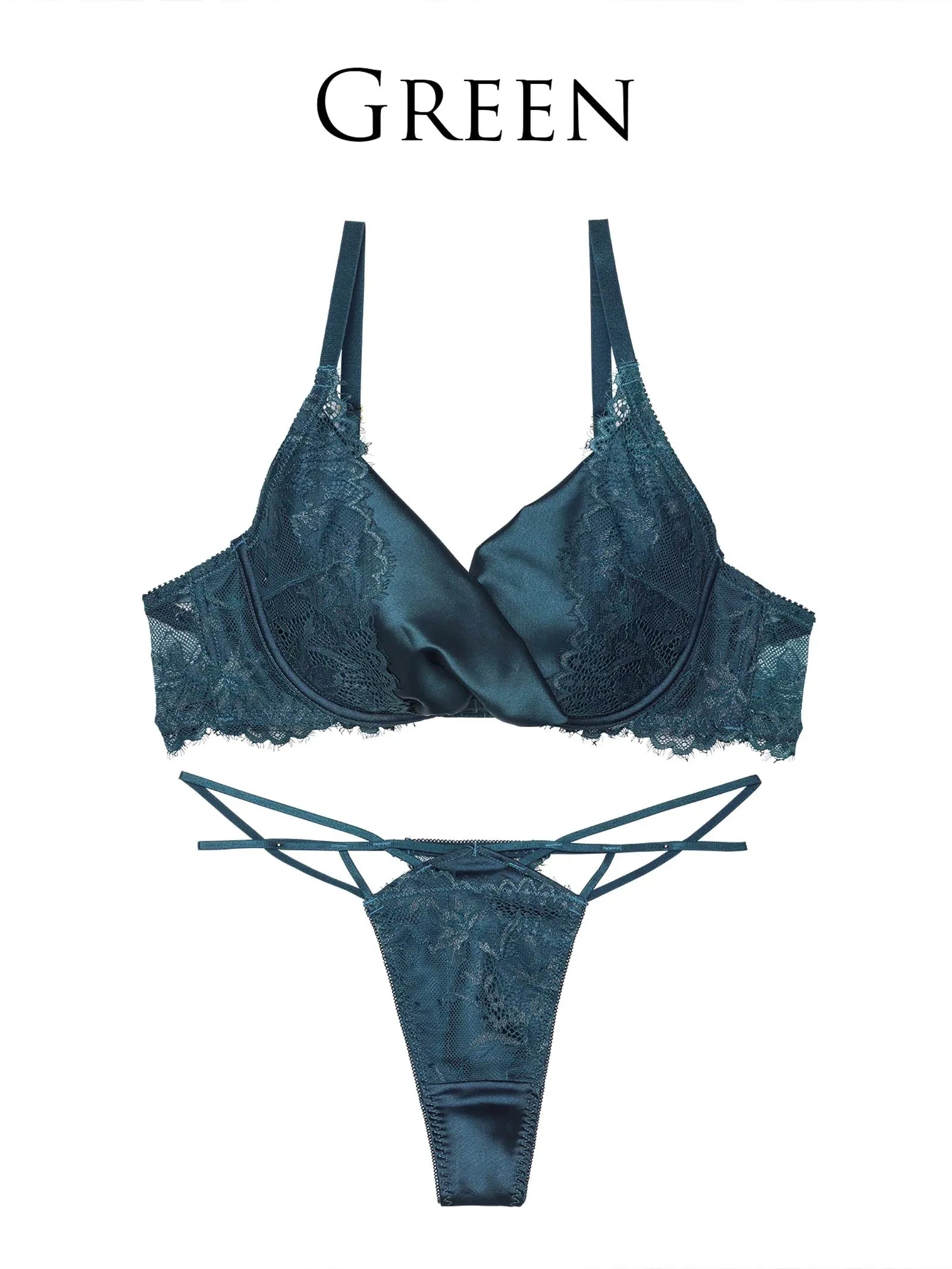 【Reinest】グロッシーリュクスサテンブラジャー&バック透けTバックショーツ - 【公式】247Lingerie