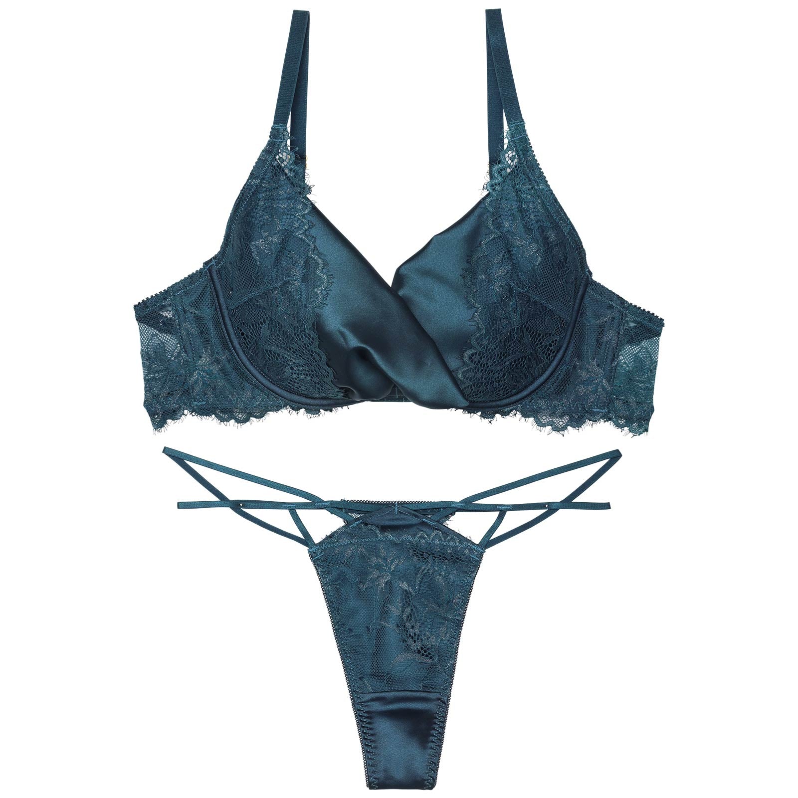 【Reinest】グロッシーリュクスサテンブラジャー&バック透けTバックショーツ - 【公式】247Lingerie