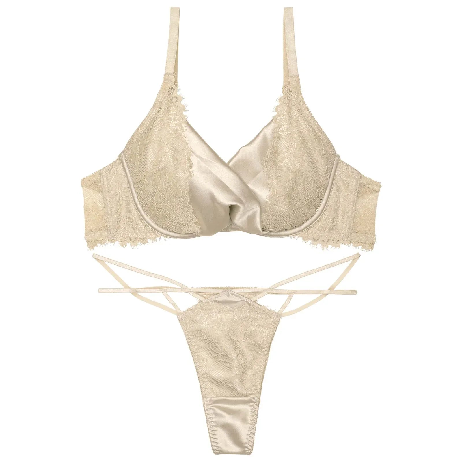 【Reinest】グロッシーリュクスサテンブラジャー&バック透けTバックショーツ - 【公式】247Lingerie